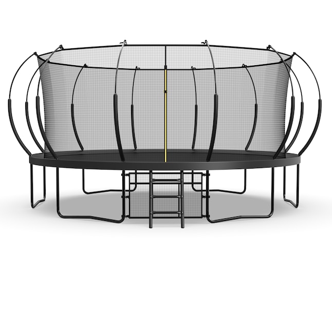 Kahomvis Trampolines 14-ft Round Backyard in Black in the Trampolines ...