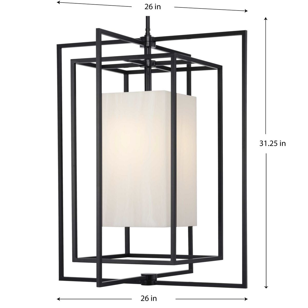 Matte Black Geometric Indoor/Outdoor Pendant Light with Acrylic Shade
