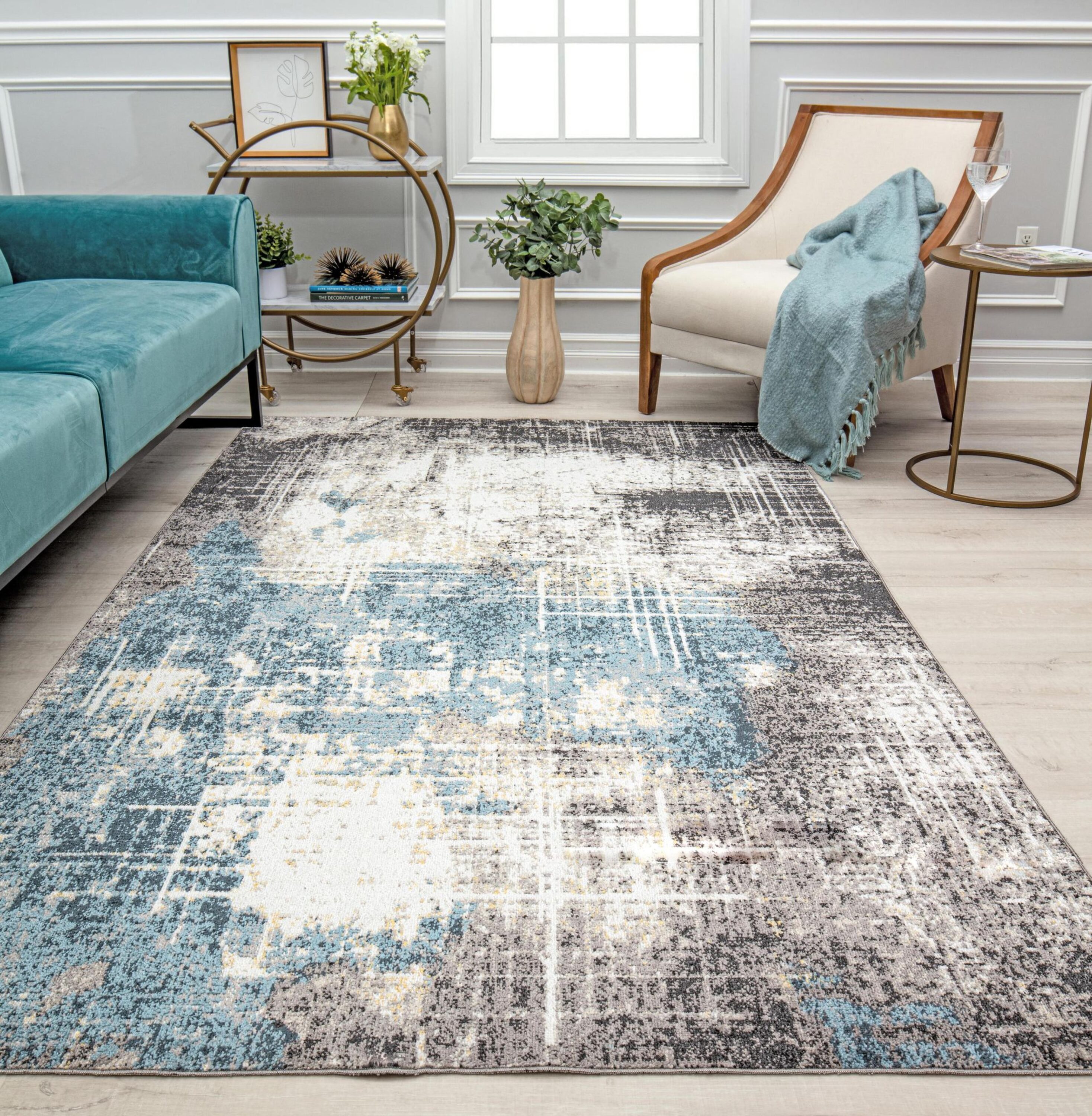 Rugs America Jada 8 X 10 Midnight Indoor Distressed/Overdyed Area Rug ...