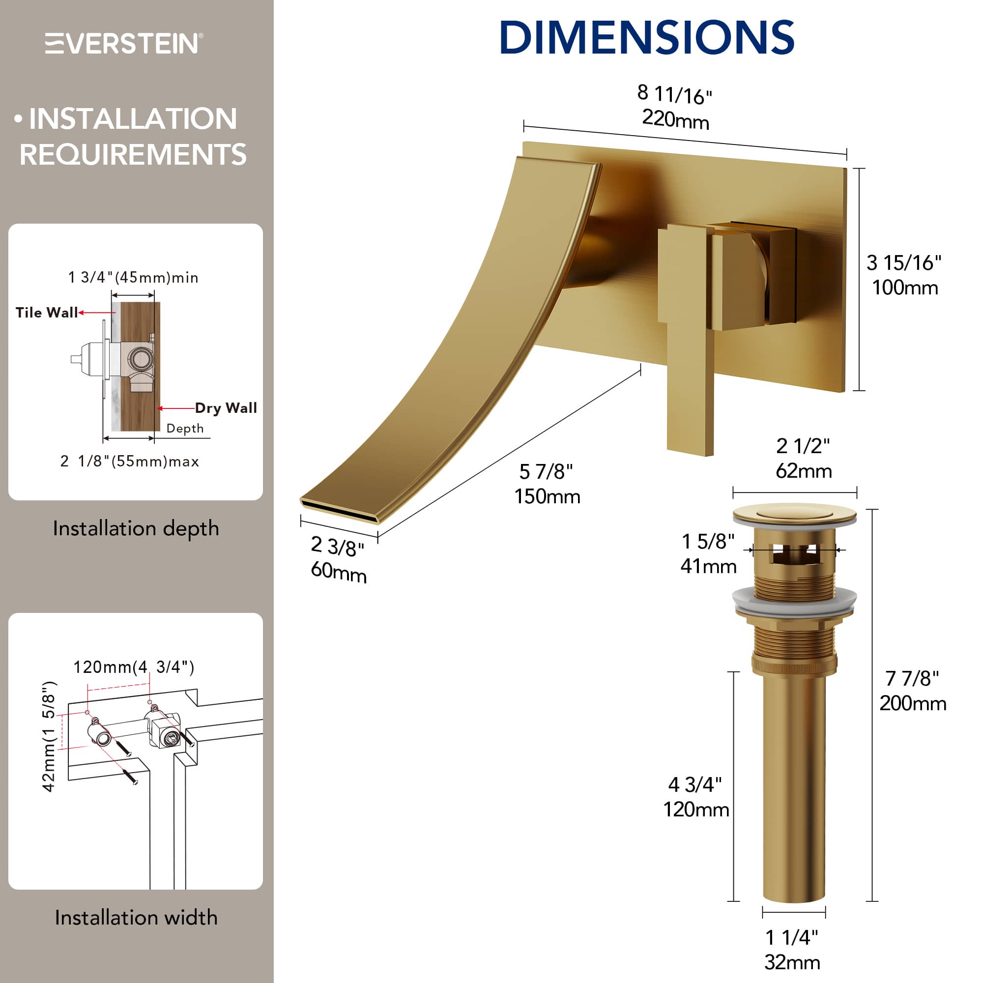 EVERSTEIN SFS-1305B-GD Lavatory-Faucets - View #10