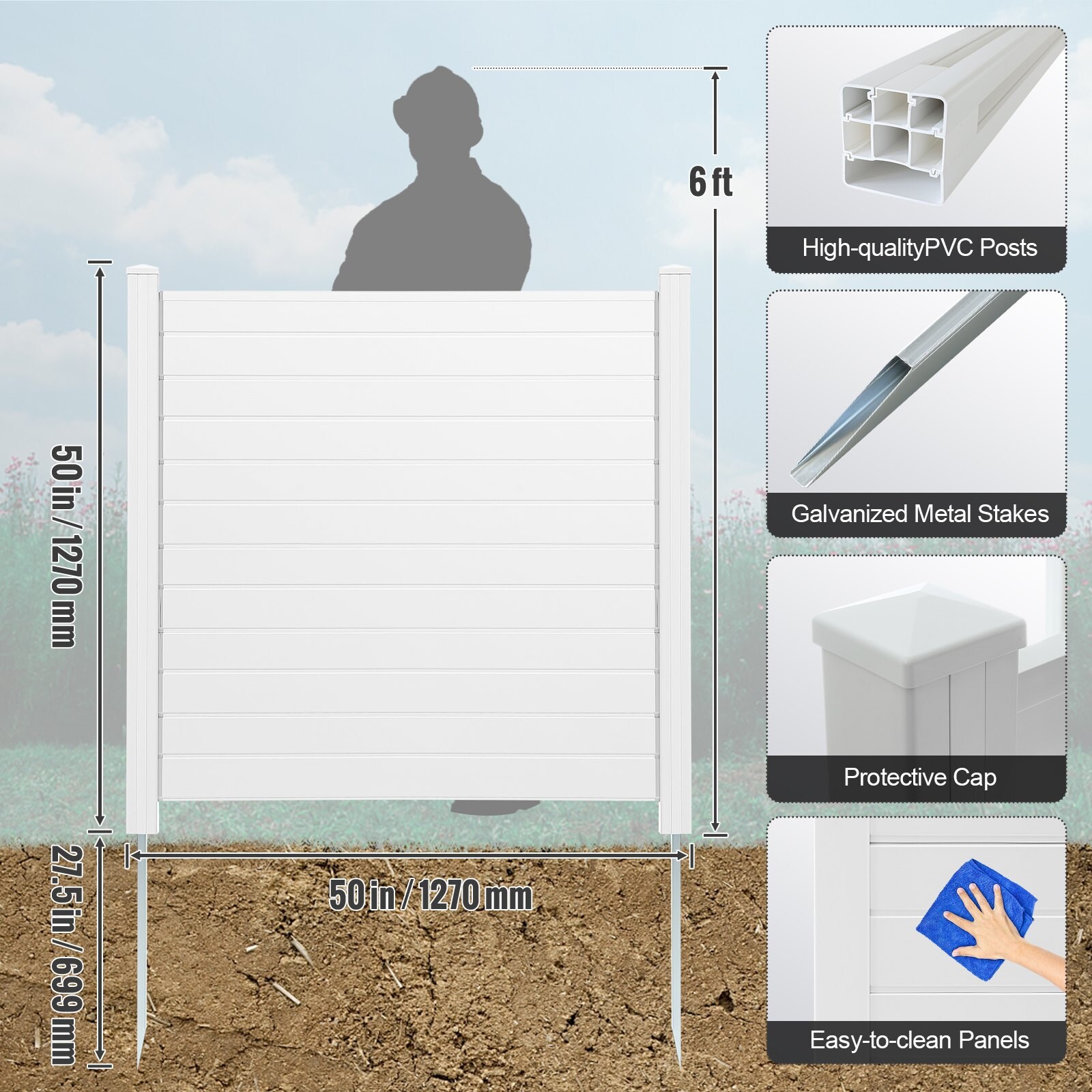 GIVIMO 50 in W x 50 in H Vinyl Privacy Screen Panels Outdoor Equipment ...