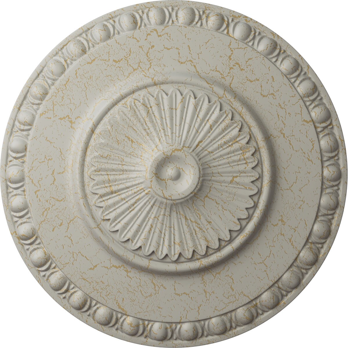 Ekena Millwork CM23LYPCC Lyon 23.5-in W x 23.5-in L Painted Pot Of Cream Crackle Polyurethane Whole Ceiling Medallion
