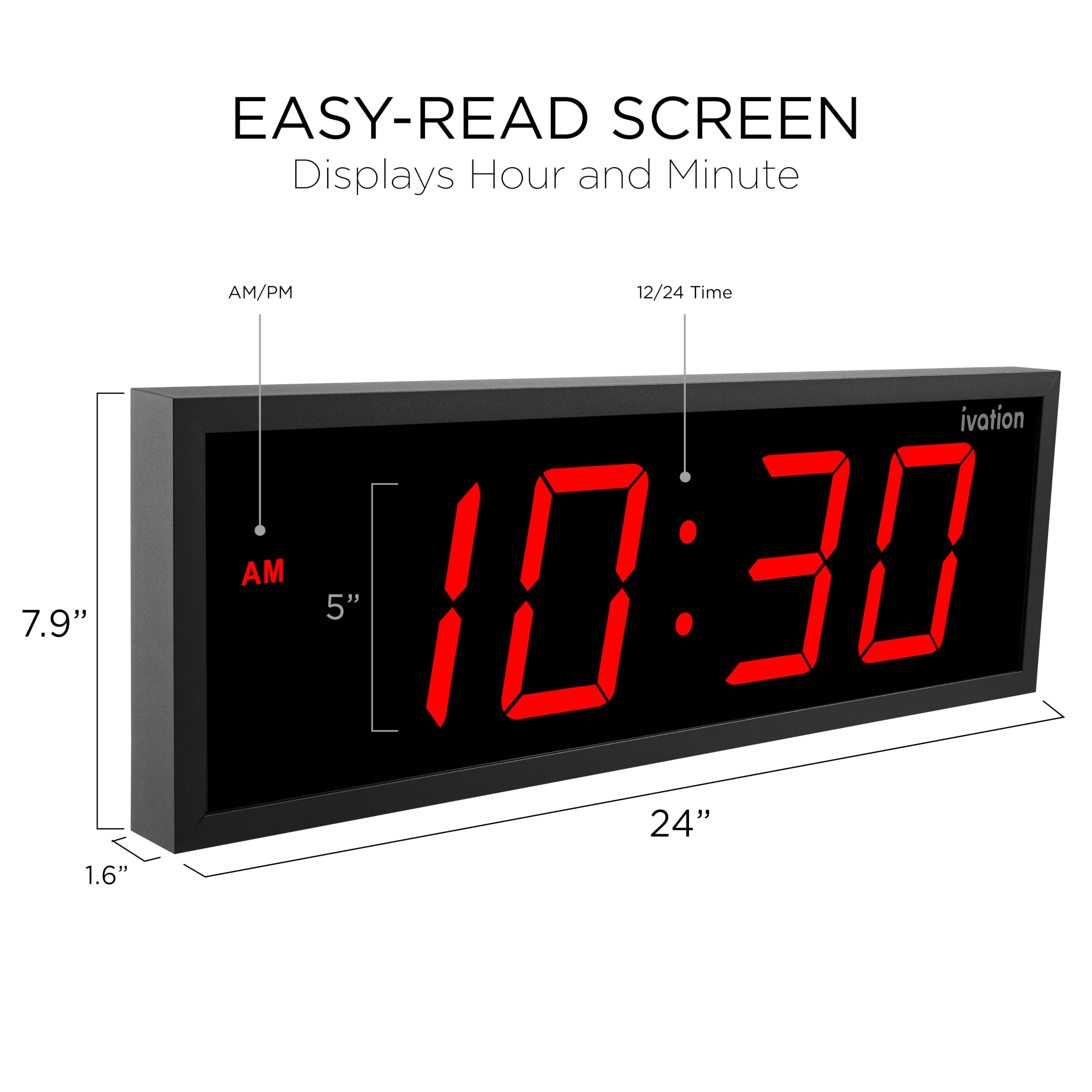 Ivation JID0824TRED Indoor-Outdoor-Clocks - View #2