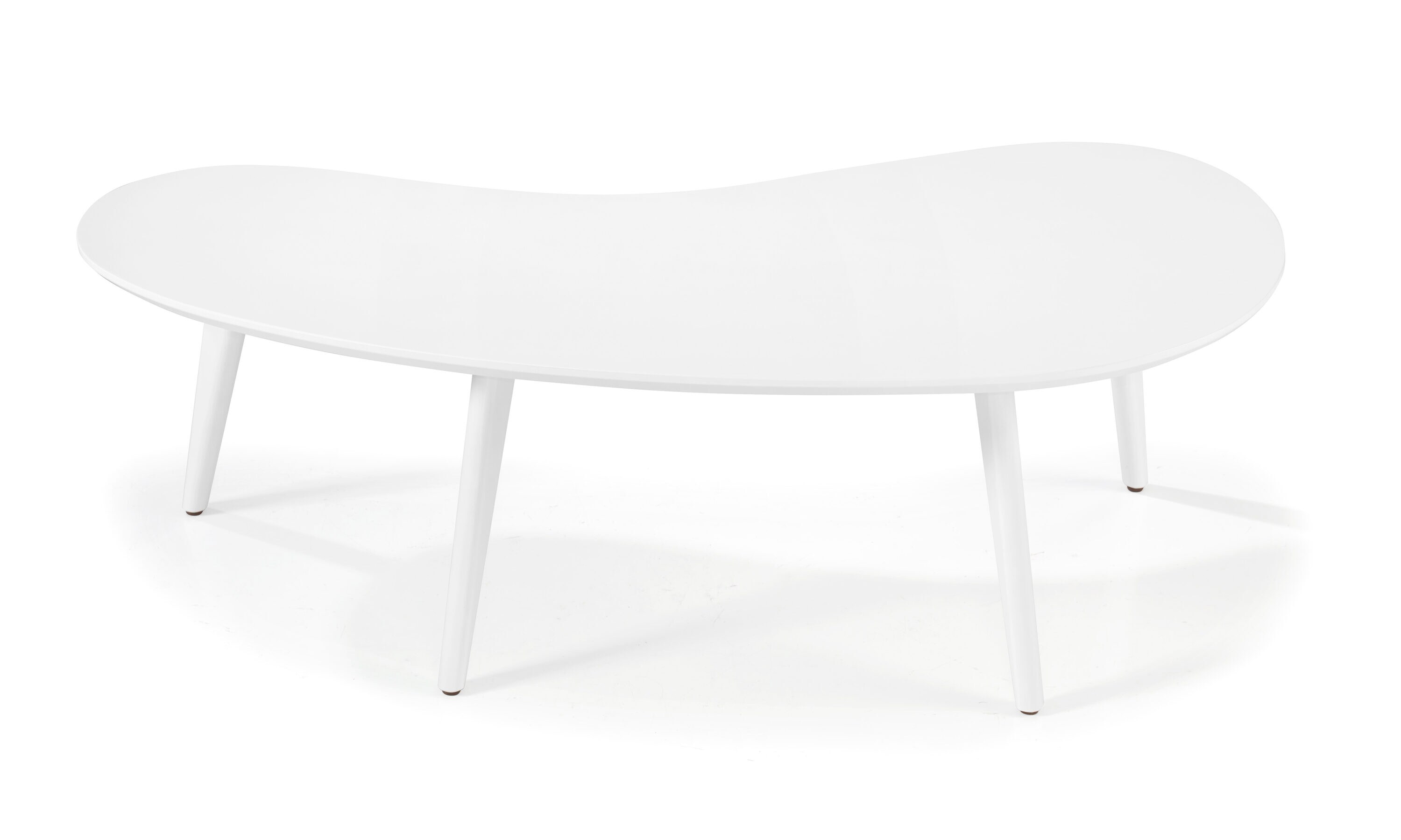 White Oval Solid Wood Mid-Century Modern Coffee Table