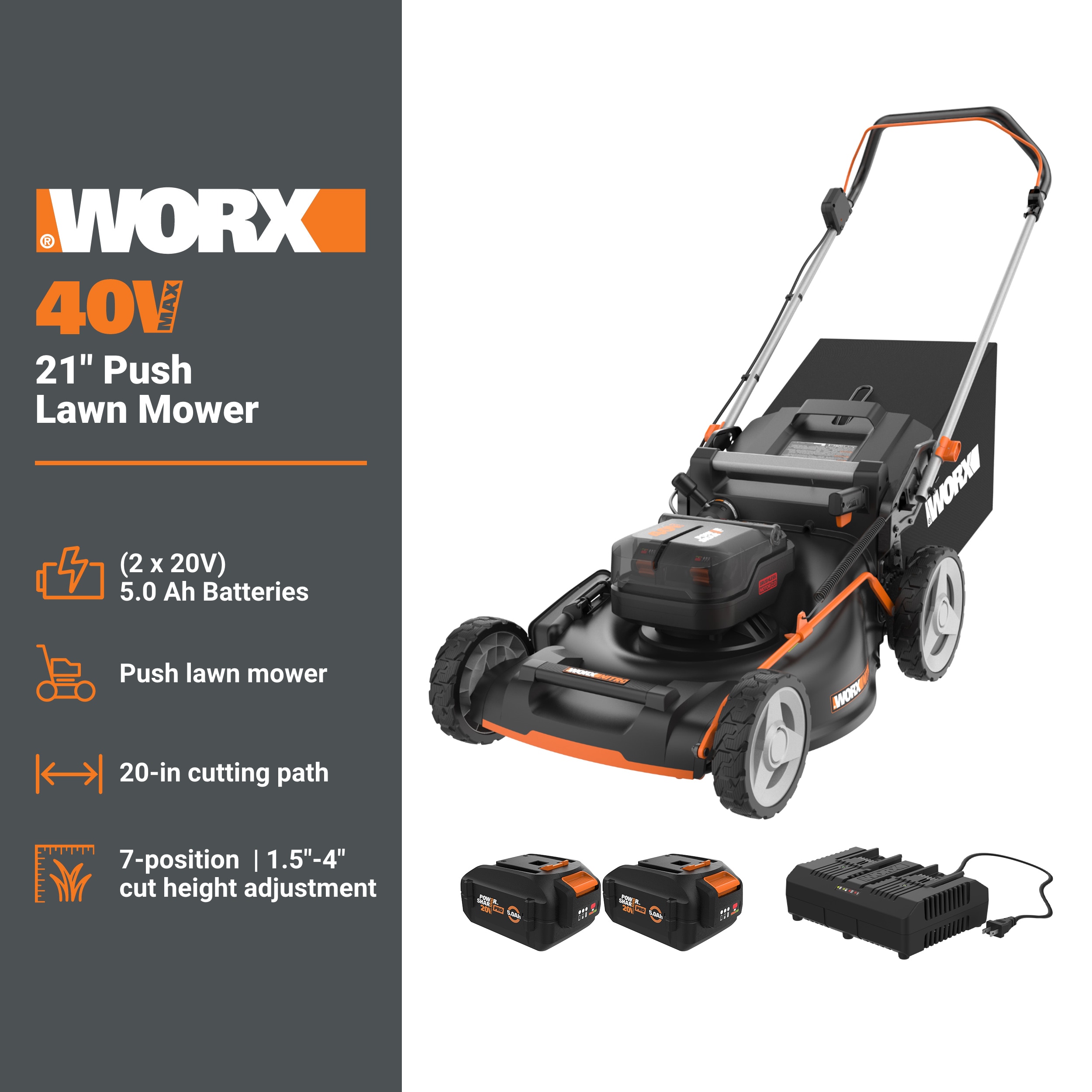 WORX WP772 Cordless-Elec-Push-Mowers - View #2