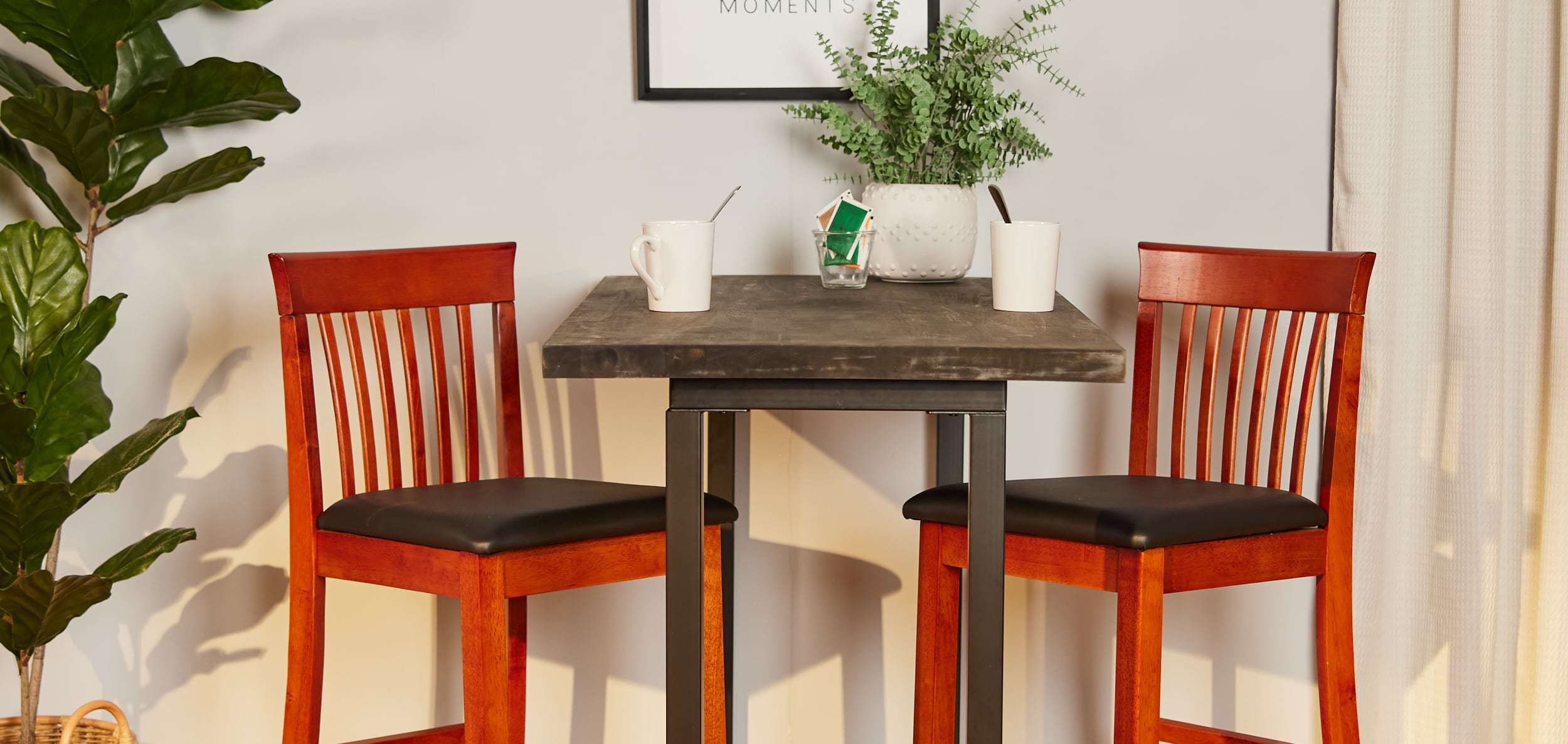 Classic Dark Cherry & Black Faux Leather 31" Craftsman Barstool
