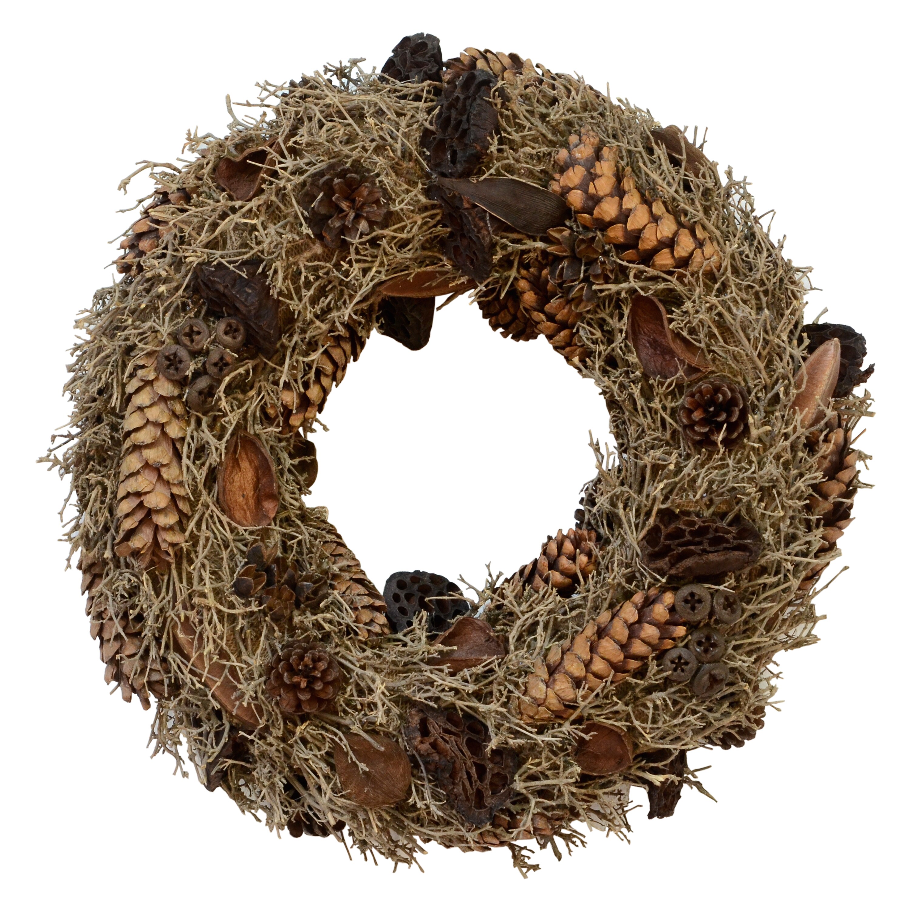 Vickerman H6MIX2000 4-in Indoor Natural Mixed Needle Artificial Christmas Wreath