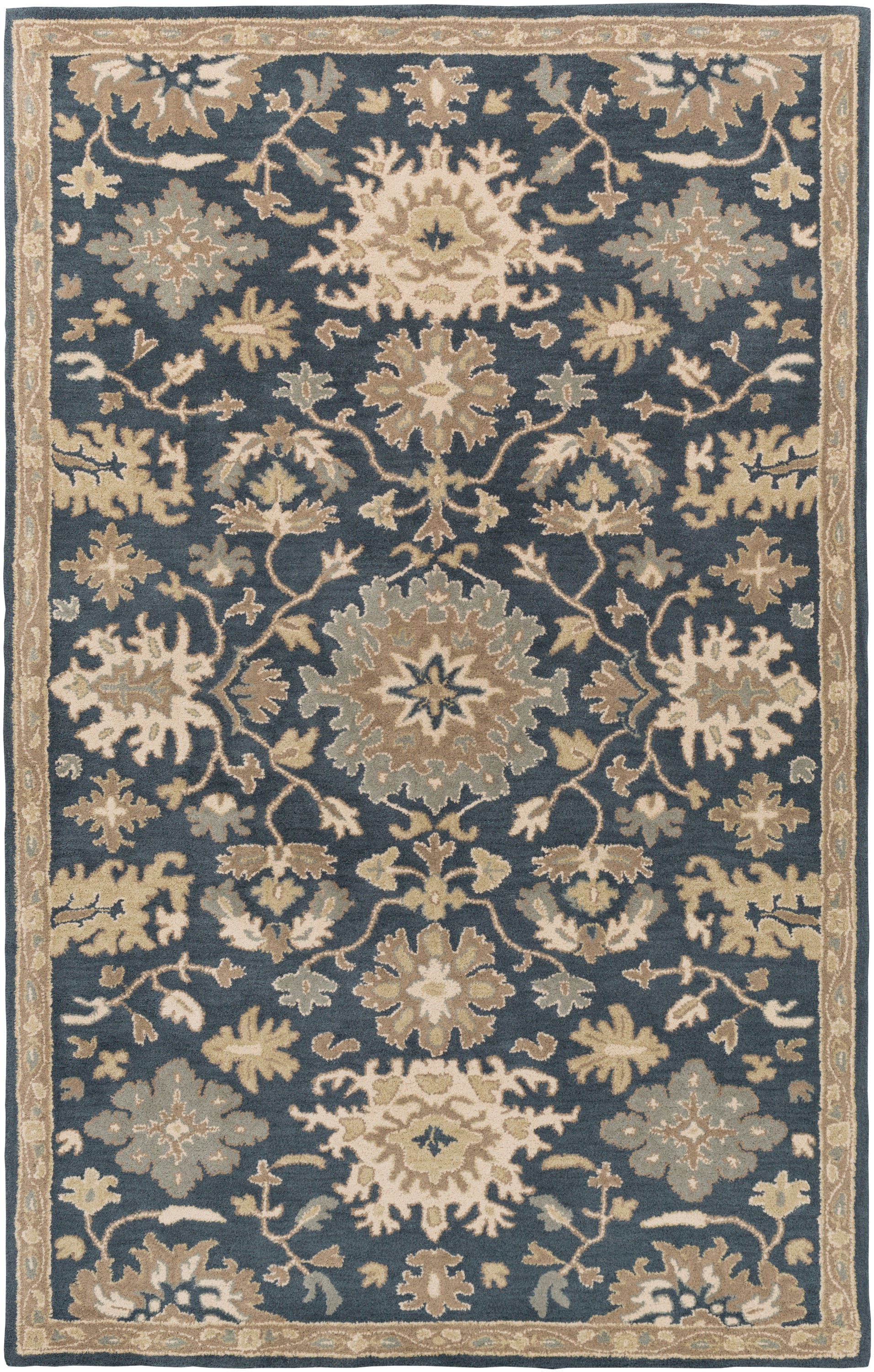 Livabliss CAE1154-46 Caesar 4 x 6 (ft) Tufted Wool Navy Rectangular Indoor Border Oriental Area rug