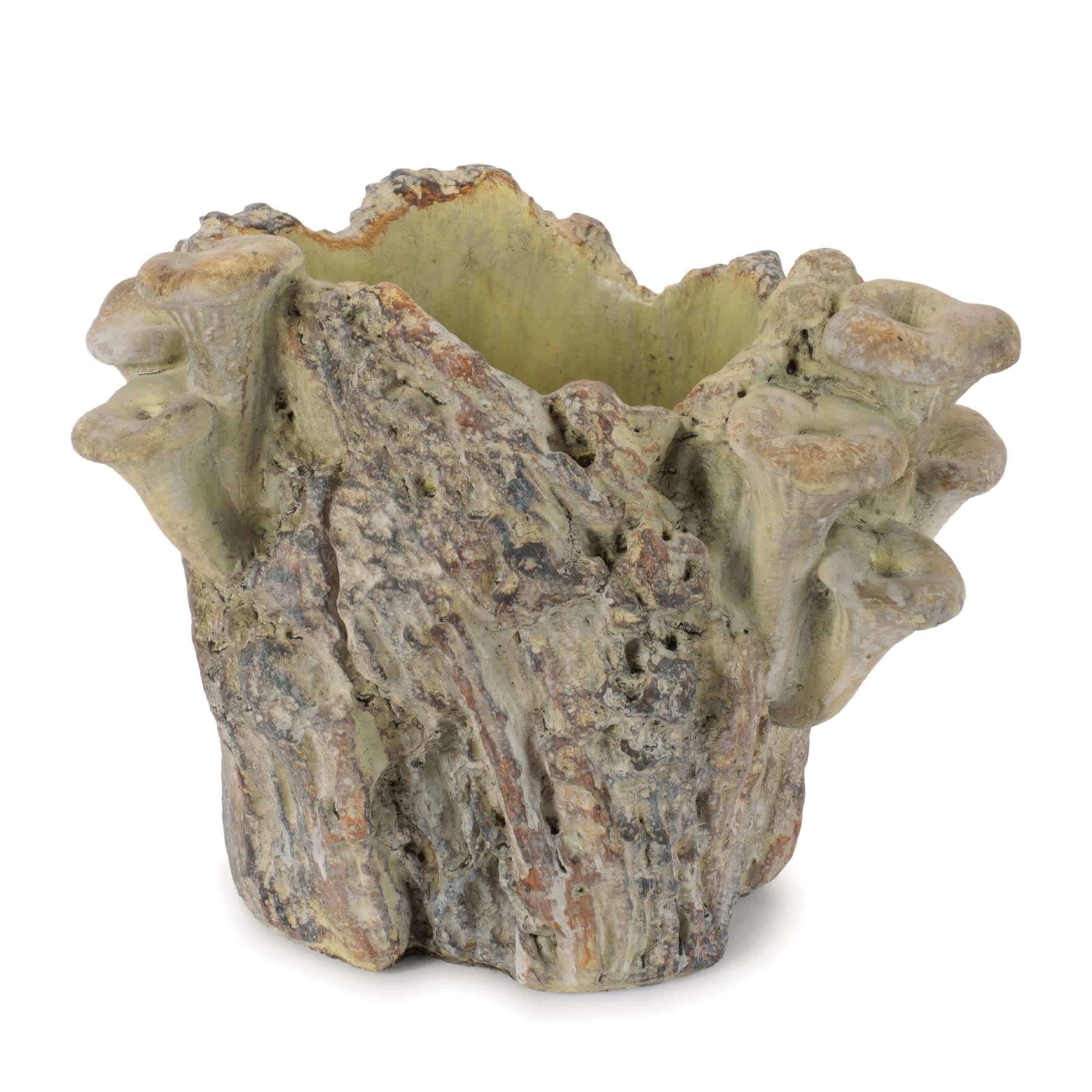Melrose International Faux Tree Stump Cement Planter Container 7.25 IN H #11165DS
