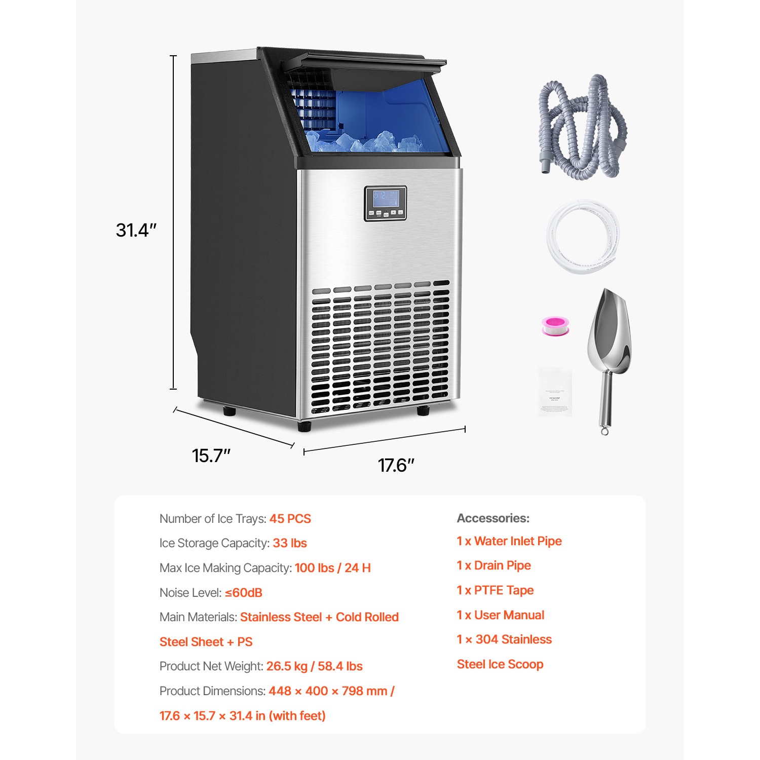 VEVOR KZJXK870BZD000001V1 Ice-Makers - View #8