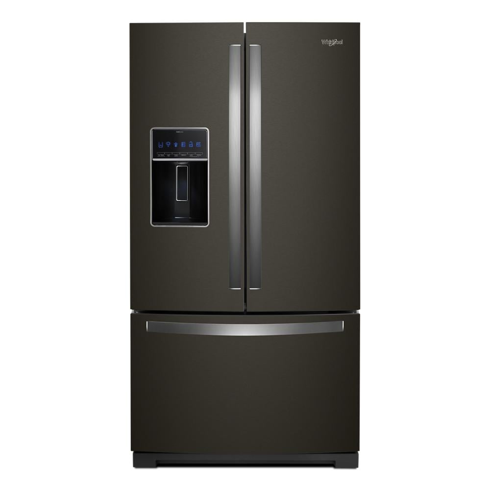 Whirlpool WRF757SDHV Standard-Depth 26.8-cu ft 3 -Door French Door Refrigerator with Ice Maker with Water and Ice Dispenser ( Fingerprint Resistant Black Stainless ) ENERGY STAR Certified