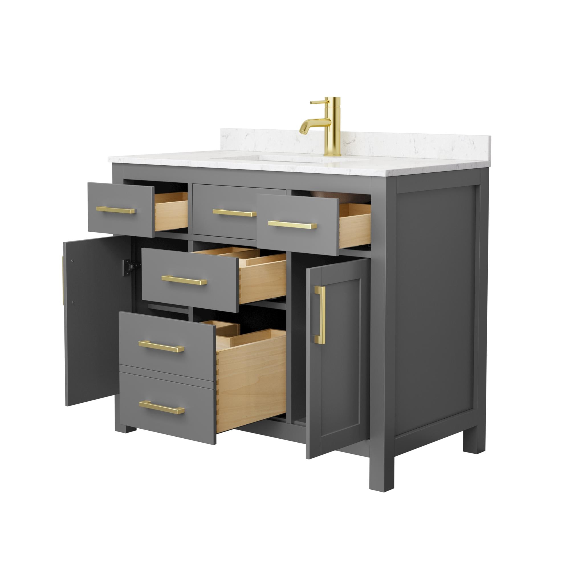Beckett 42" Dark Gray Freestanding Vanity with Carrara Marble Top