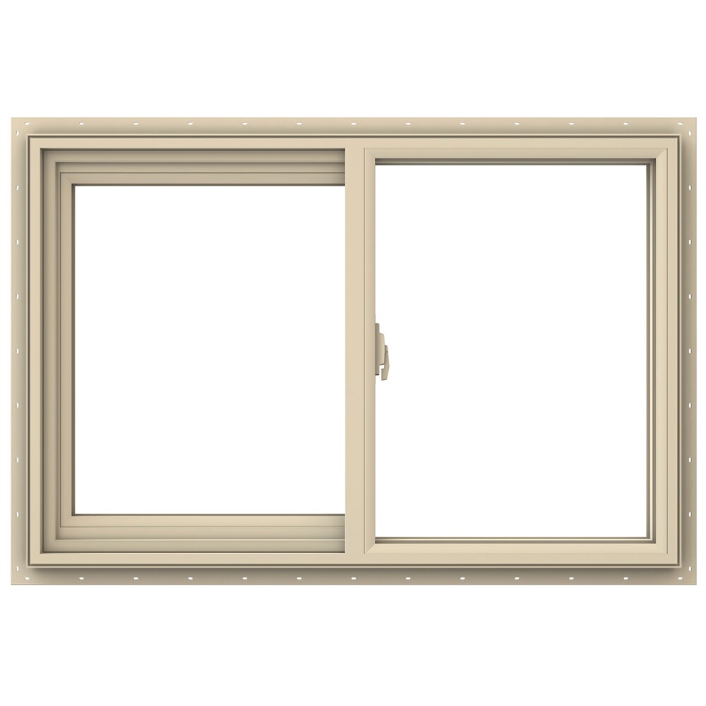 JELD-WEN LOWOLJW138500669 V-2500 35-1/2-in x 23-1/2-in Almond Exterior Almond Interior Left-Handed Vinyl Sliding Window Annealed Glass (Full Screen Included)