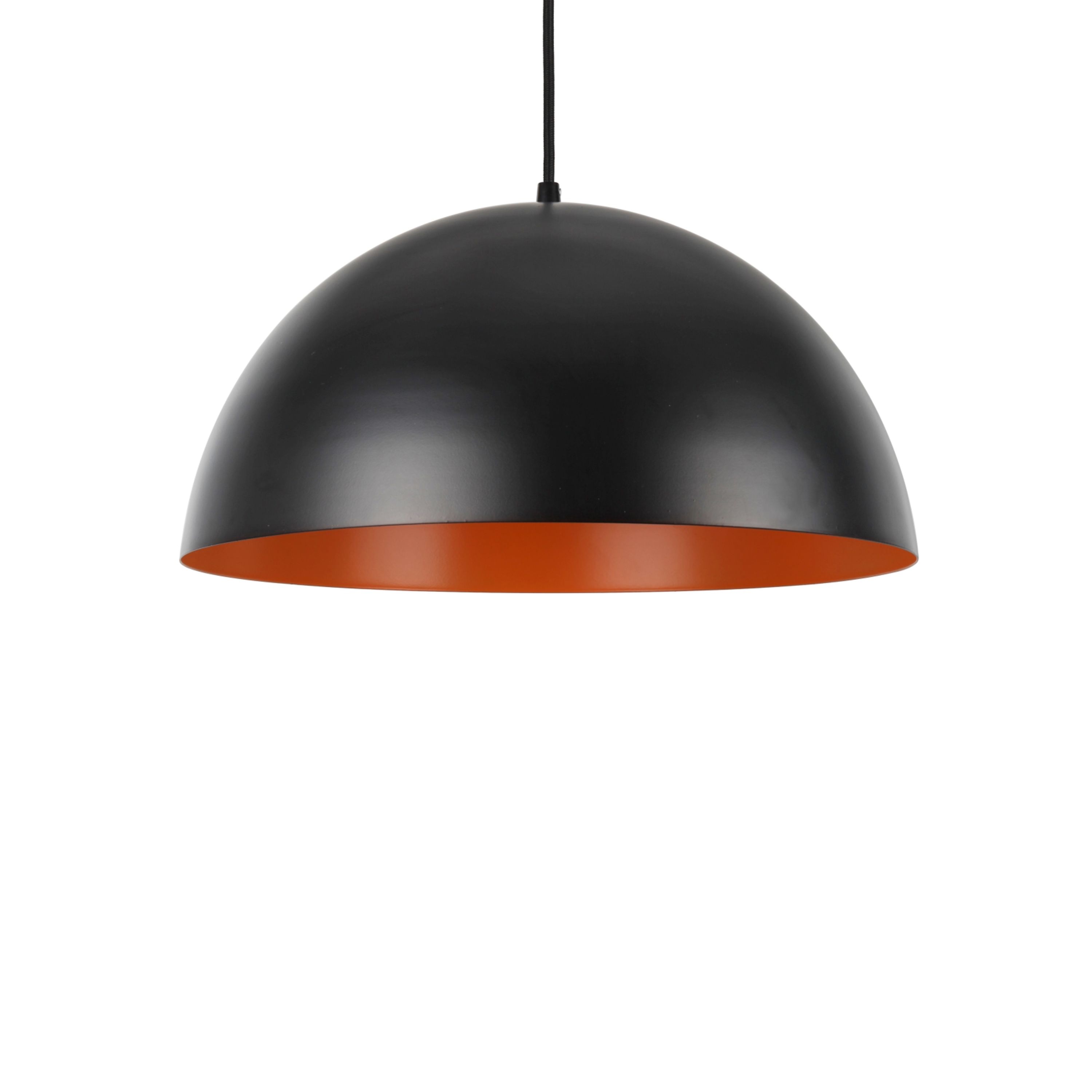 Matte Black and Orange Drum Pendant Light with Adjustable Cord