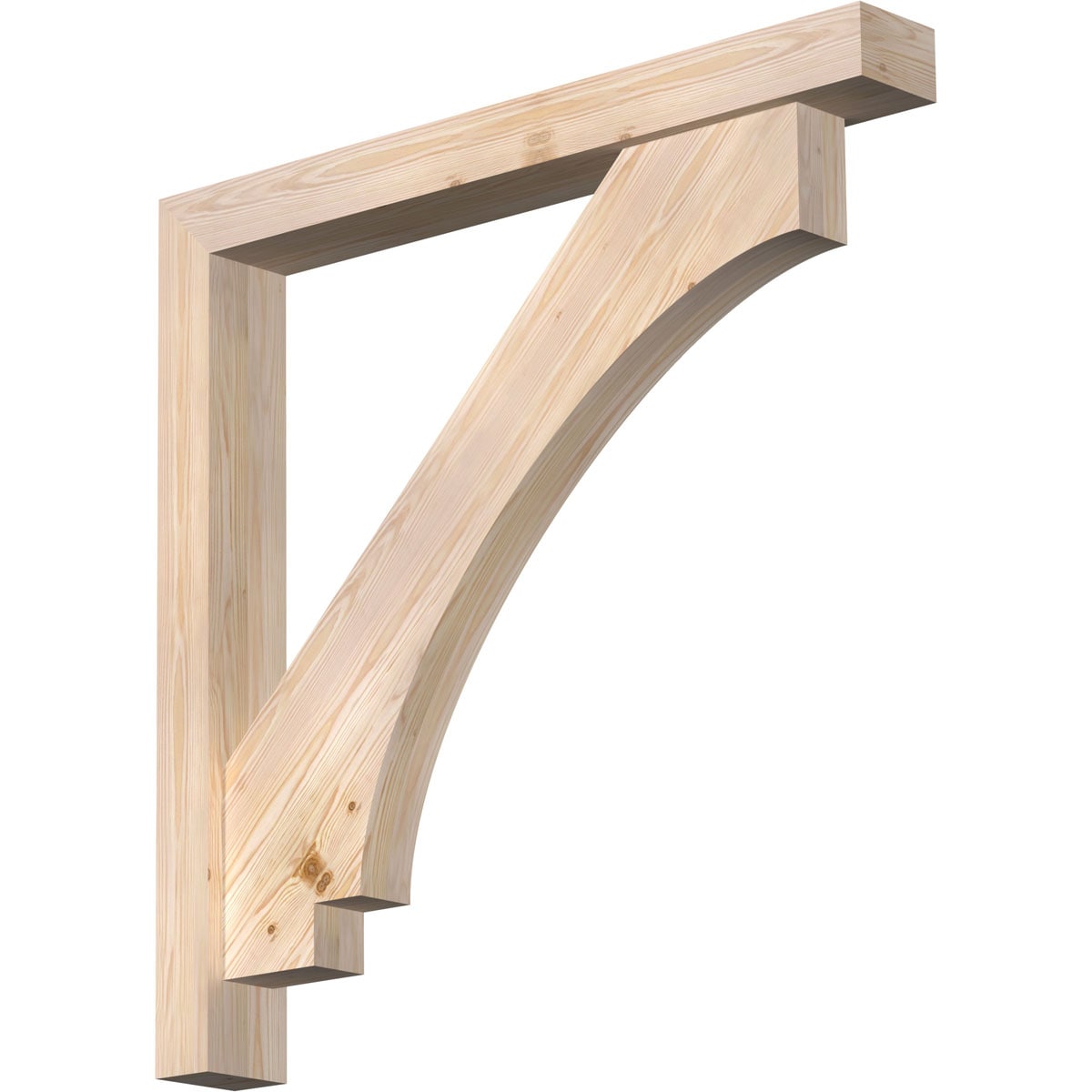 Ekena Millwork 1462962 Imperial Block Smooth Bracket with Offset Brace Douglas Fir Wood Standard Bracket