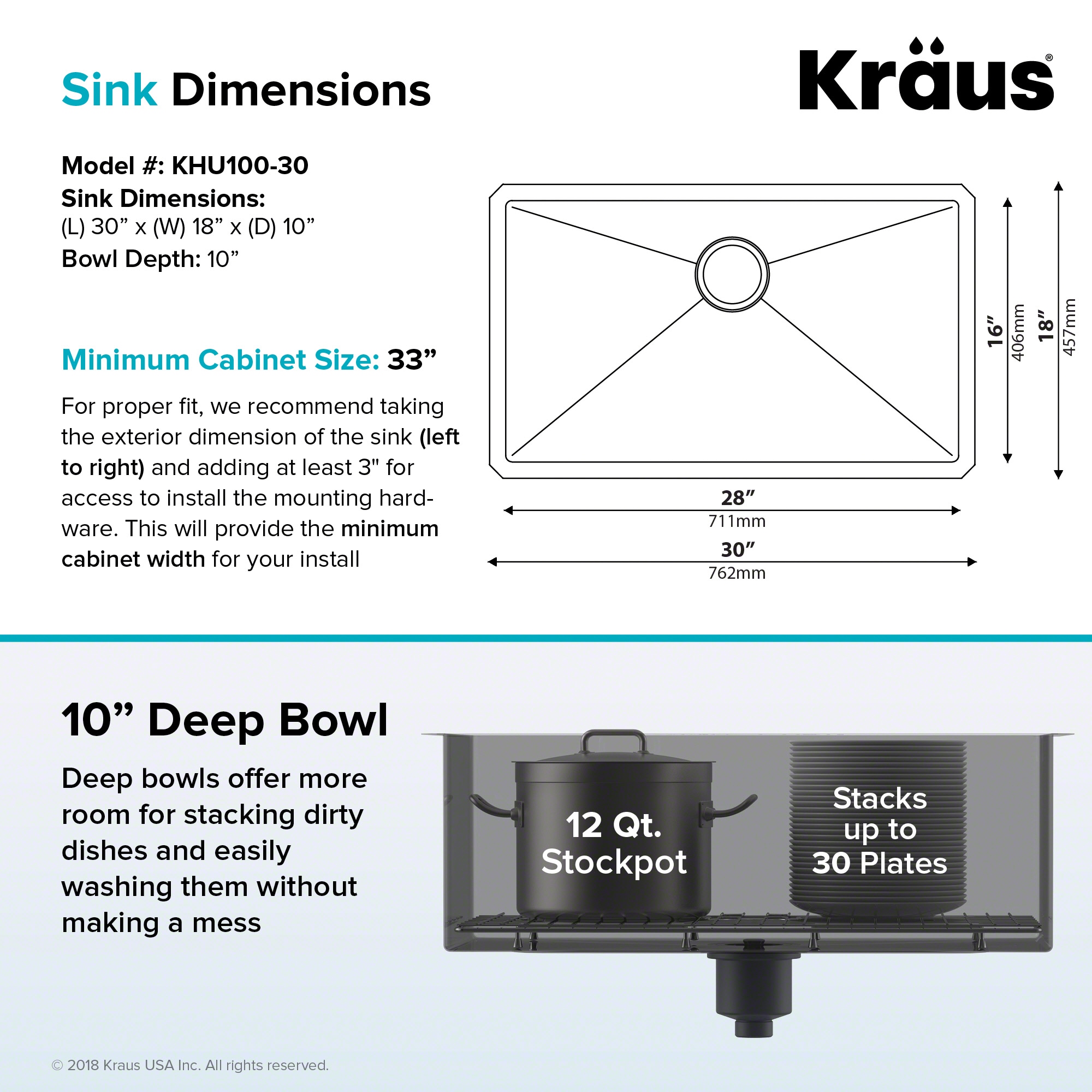 Kraus KHU100-30-100-75MB Kitchen-Sinks - View #5
