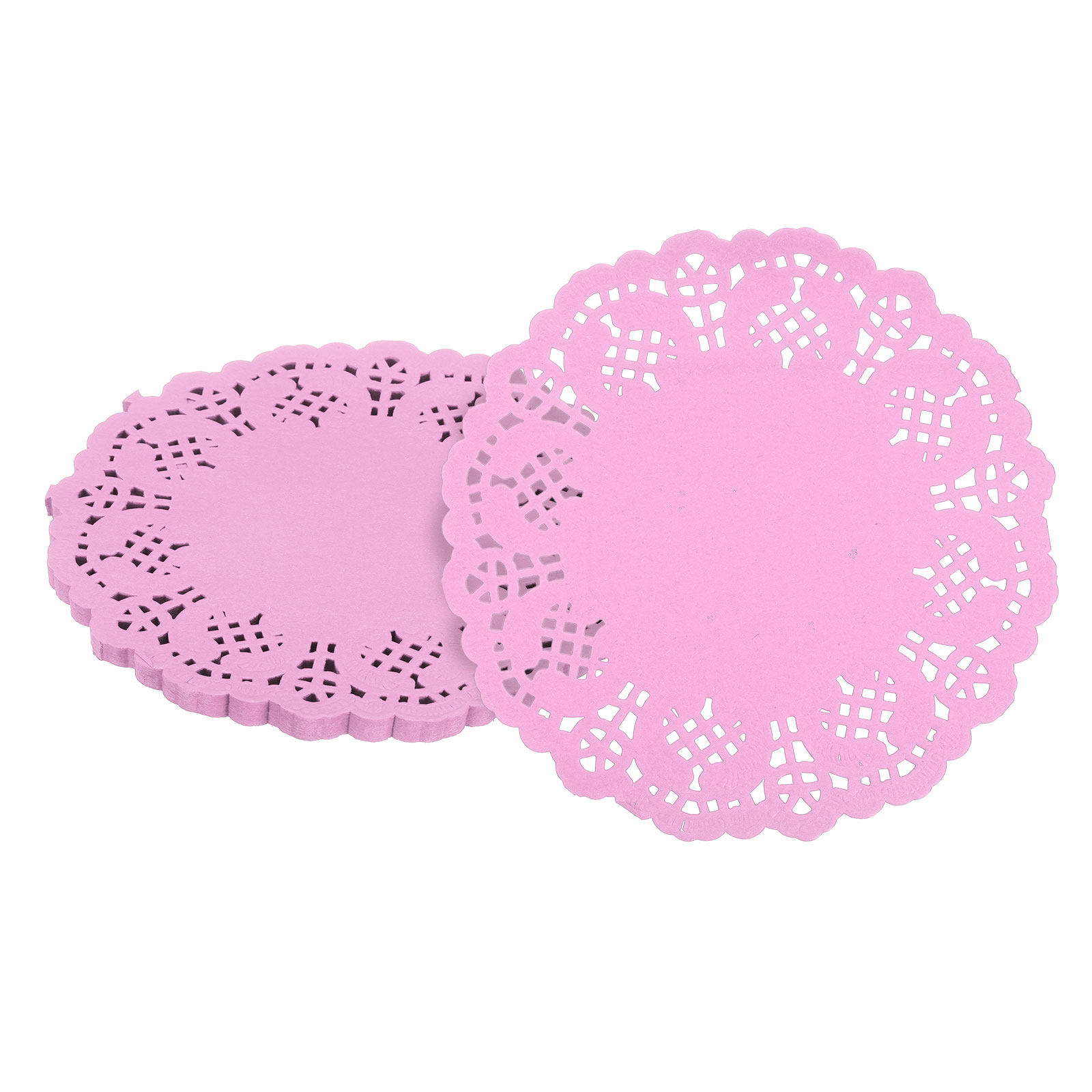 Unique Bargains 100pcs Paper Doilies 5.5-Inch Lace Paper Doilies Disposable Paper Placemats for Cakes Table Plate Crafts Party Weddings Tableware Pink #S26030301UX0651