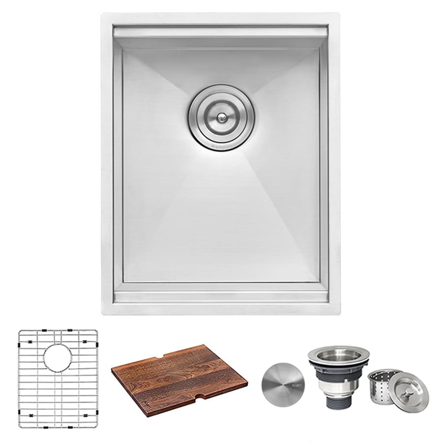 Ruvati 15" Stainless Steel Workstation Sink with Wood Cutting Board