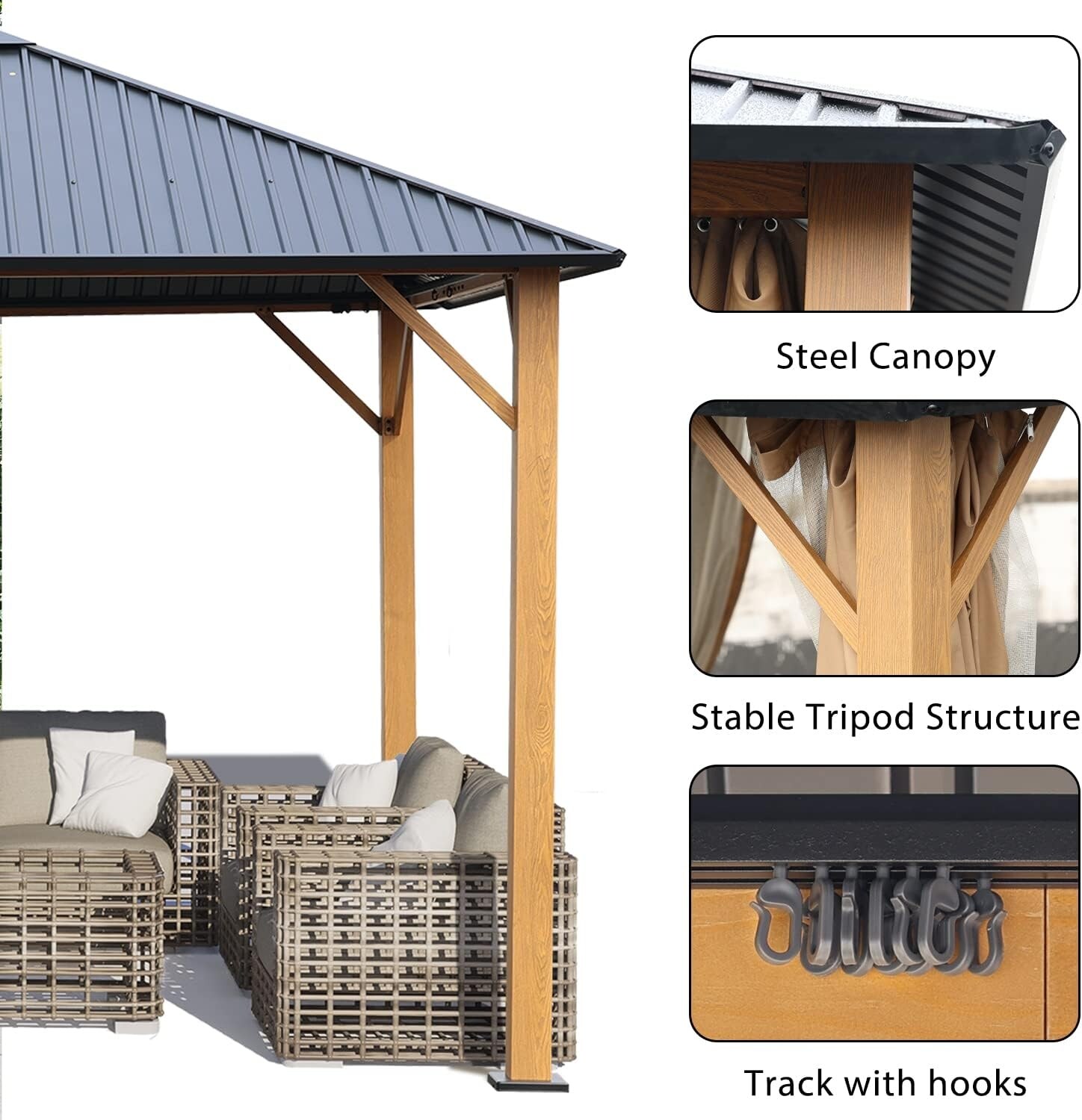 Aoodor A194-PKIBN Wood-Resin-Gazebos - View #4