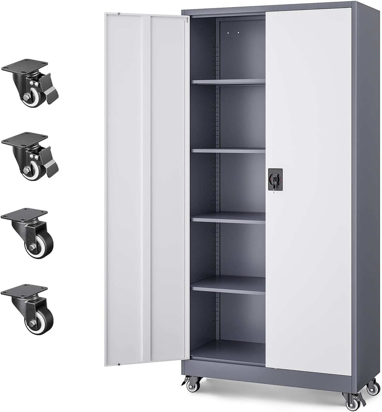 Letaya  Metal Garage Storage Cabinets with Lock Door and Adjustable Shelves Steel Tool Cabinets for Home Office Warehouse