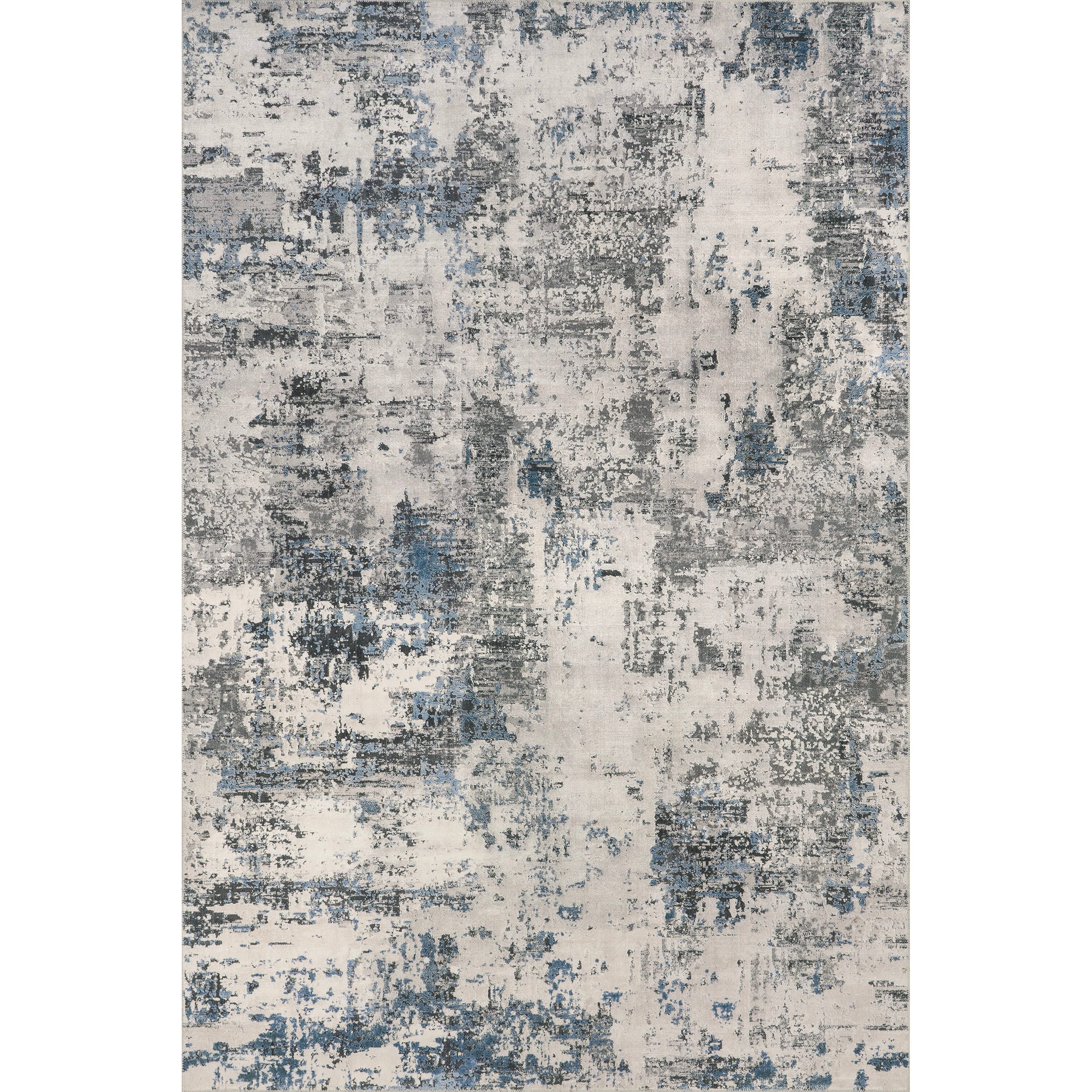 Reversible Abstract Gray Synthetic 4' x 6' Easy-Care Area Rug