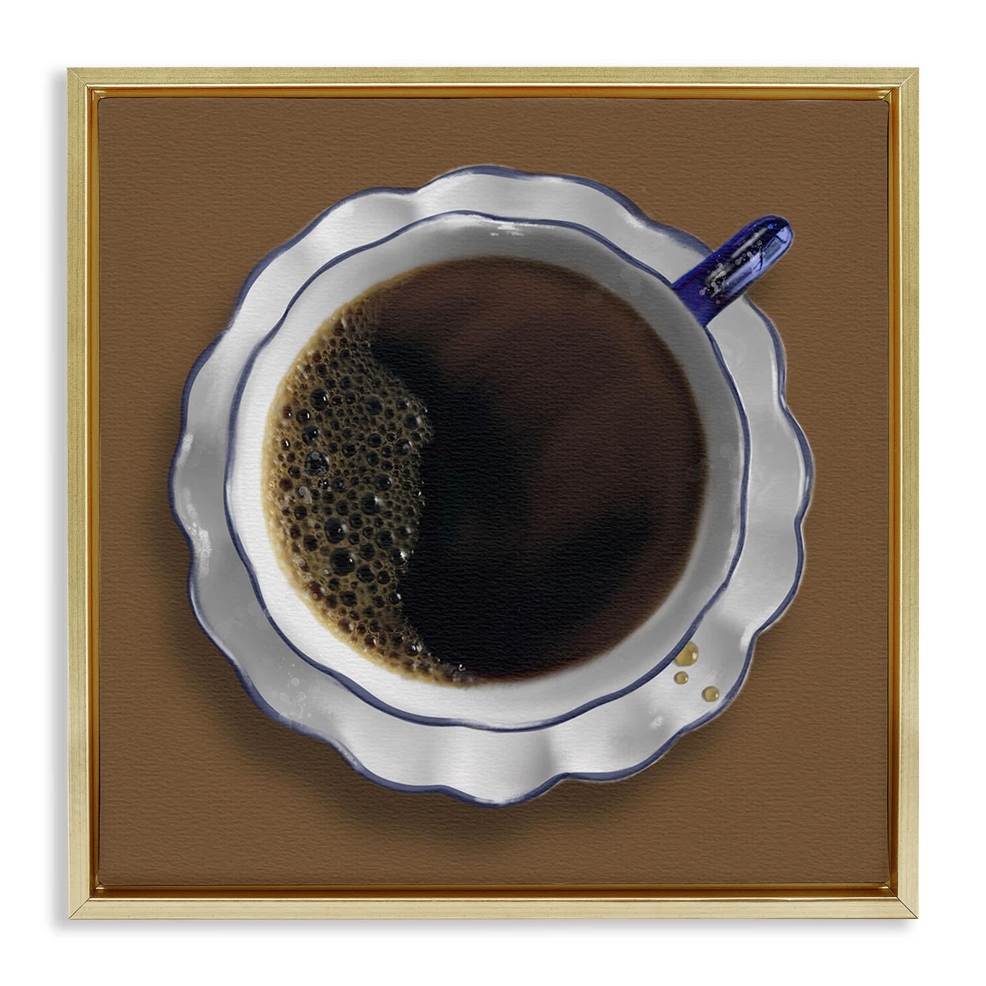 Stupell Industries BS-516-FFG-17X17 Aerial View Coffee Cup Gold Framed Floater Canvas Wall Art By Matthew Piotrowicz 18 x 18