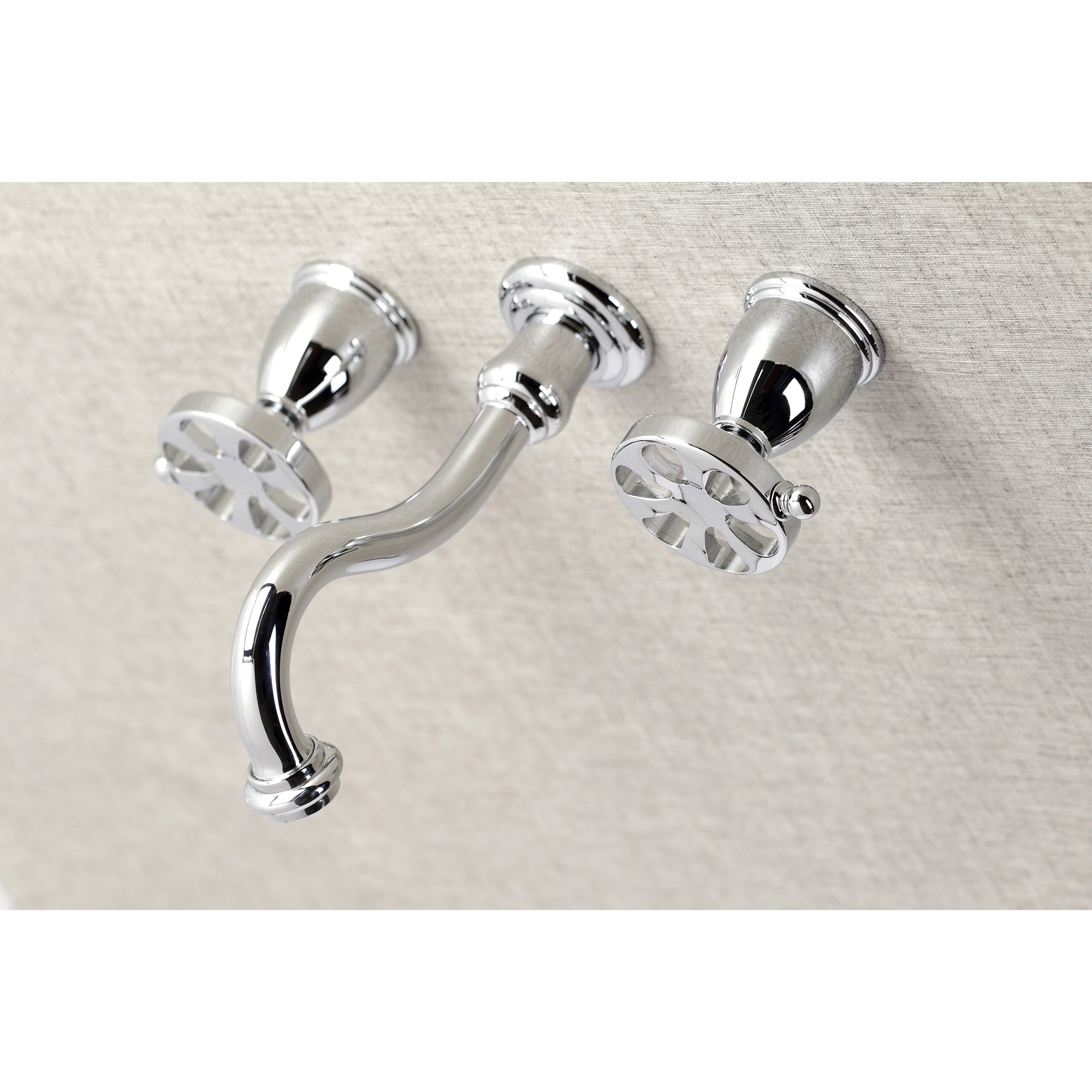 Kingston Brass WLKS3121RX Belknap Polished chrome Wall-mount 2-handle Low-arc Residential Handle Bathroom Sink Faucet