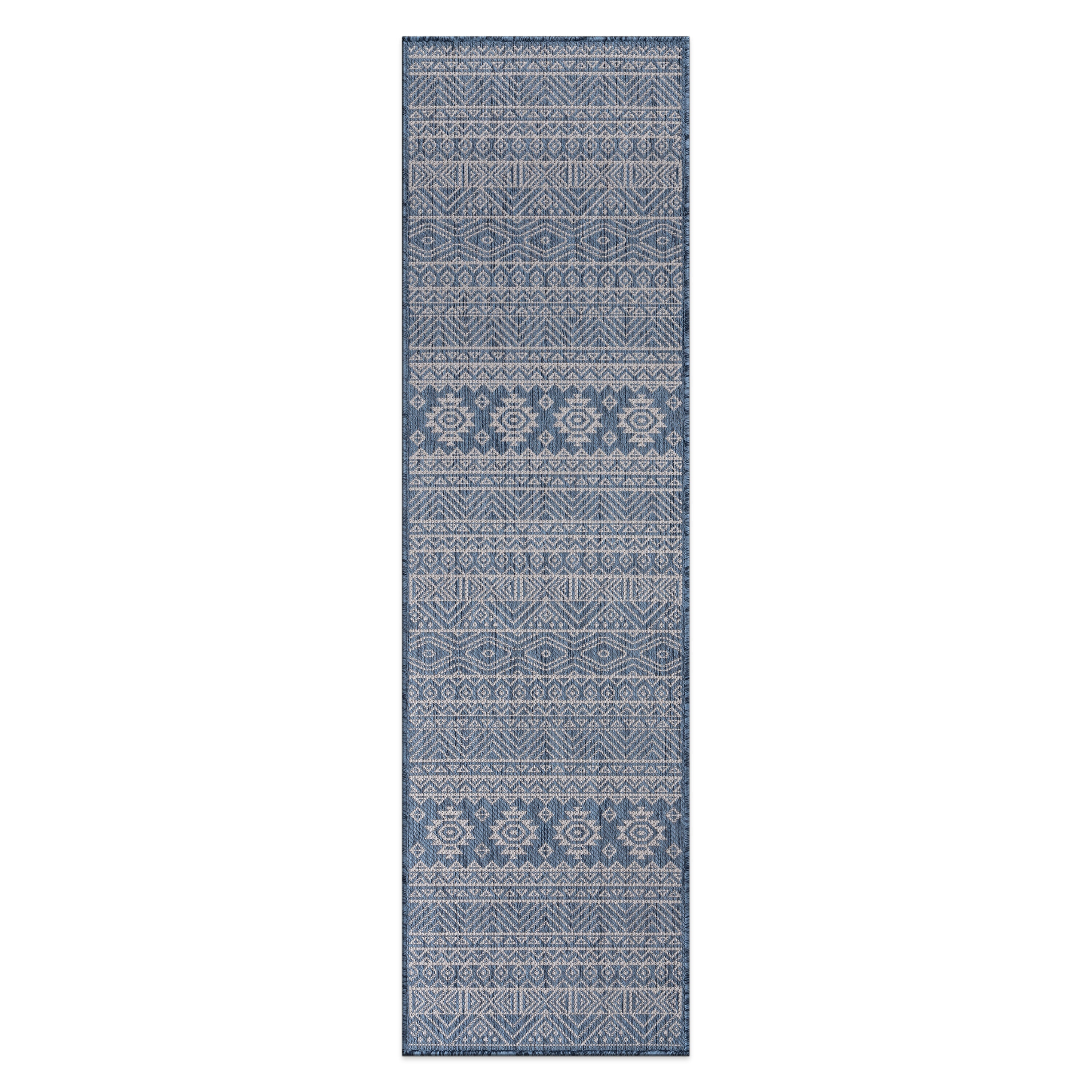 World Rug Gallery 124BLUE2X7 Summer 2 x 7 (ft) Loomed Polypropylene Blue Rectangular Indoor/Outdoor Geometric Global Area rug