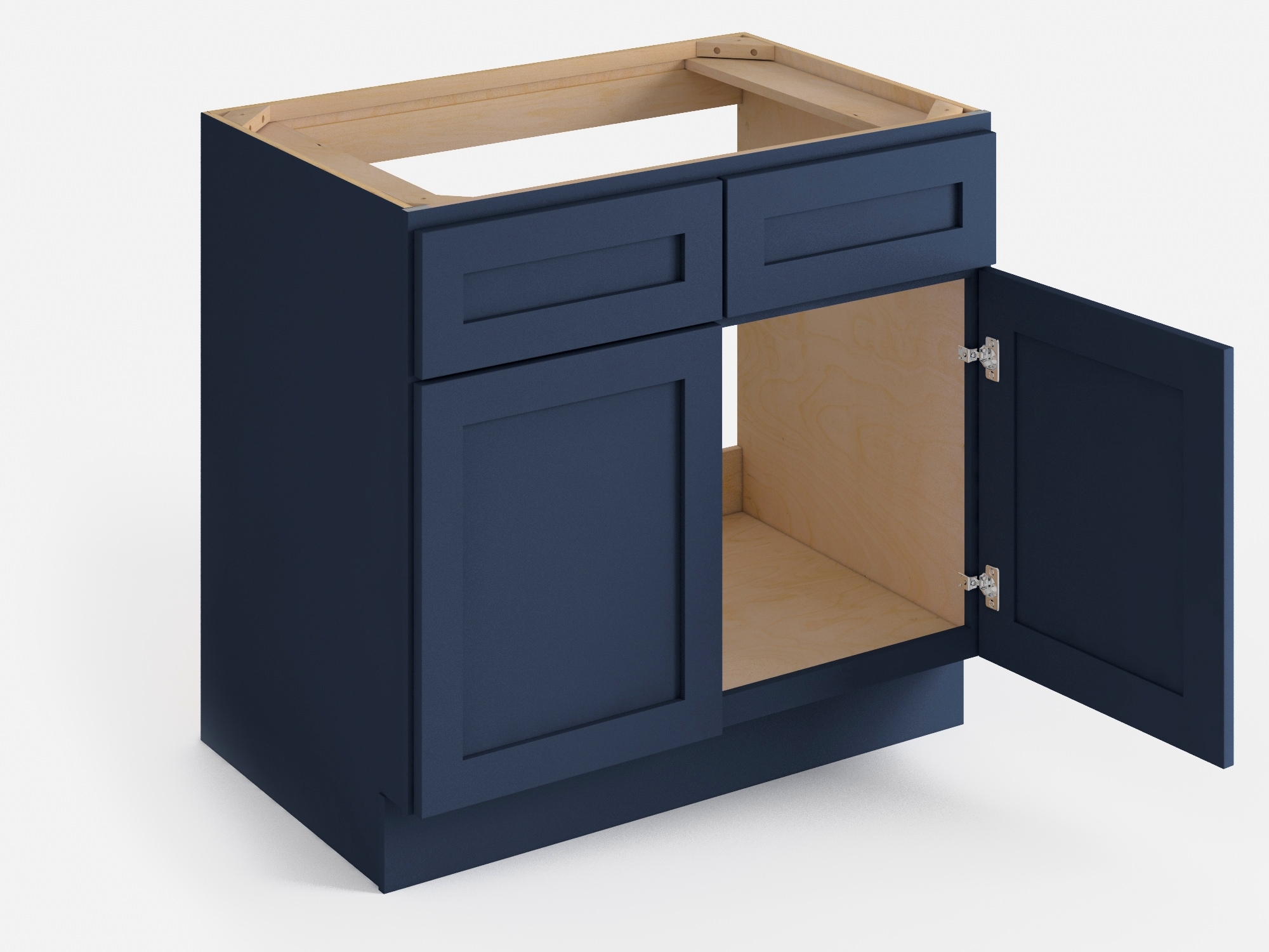 Valleywood Cabinetry 36-in W x 34.5-in H x 24-in D Marine Blue Birch Sink Base Ready To Assemble Plywood Cabinet (Flat Panel Shaker Style)