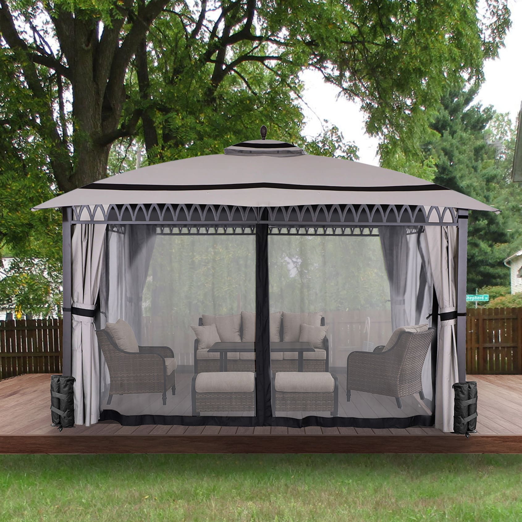 StarEcho AHGUS-CM-D1995B-G Wood-Resin-Gazebos - View #2