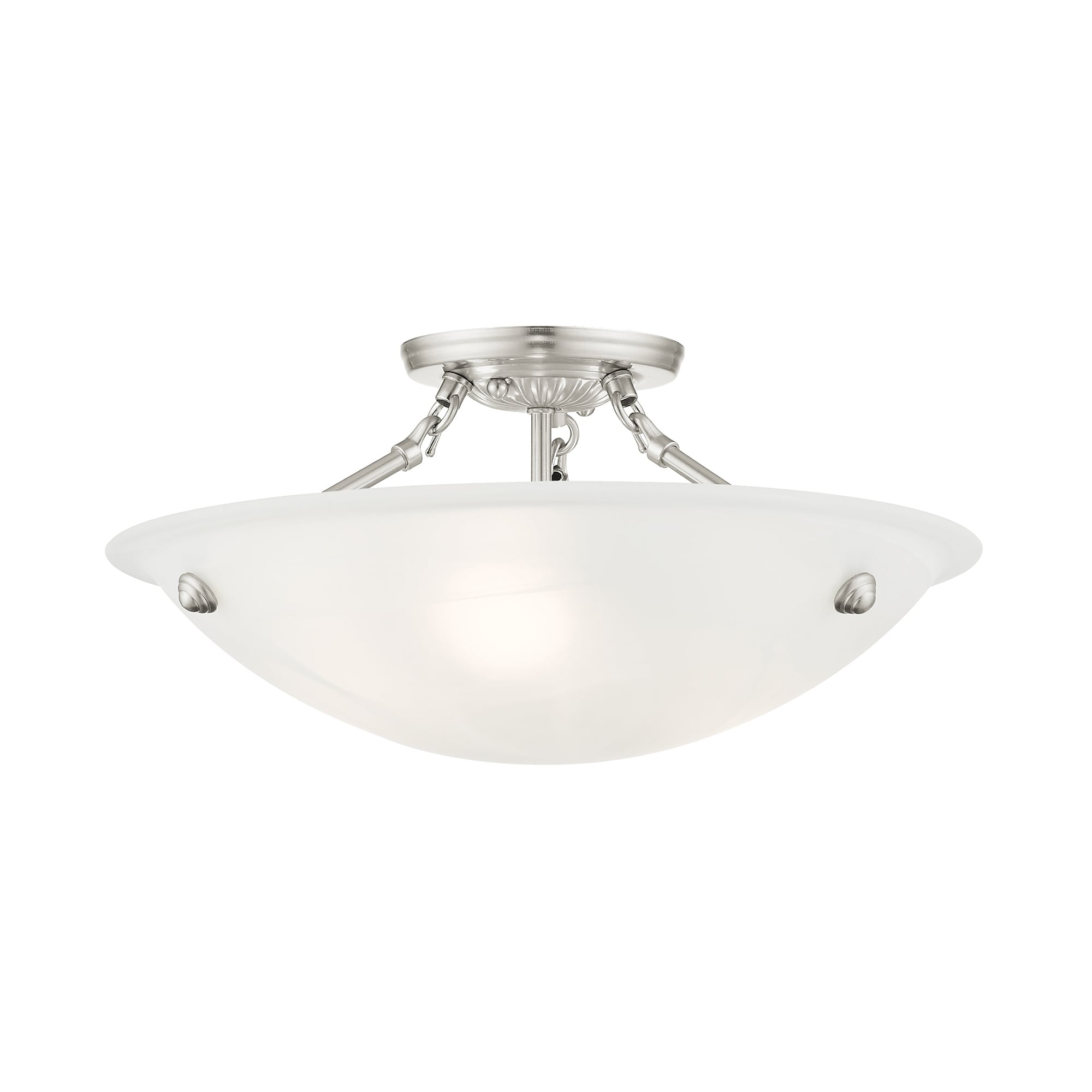 Oasis 16" Brushed Nickel 3-Light Semi Flush Mount with Alabaster Glass