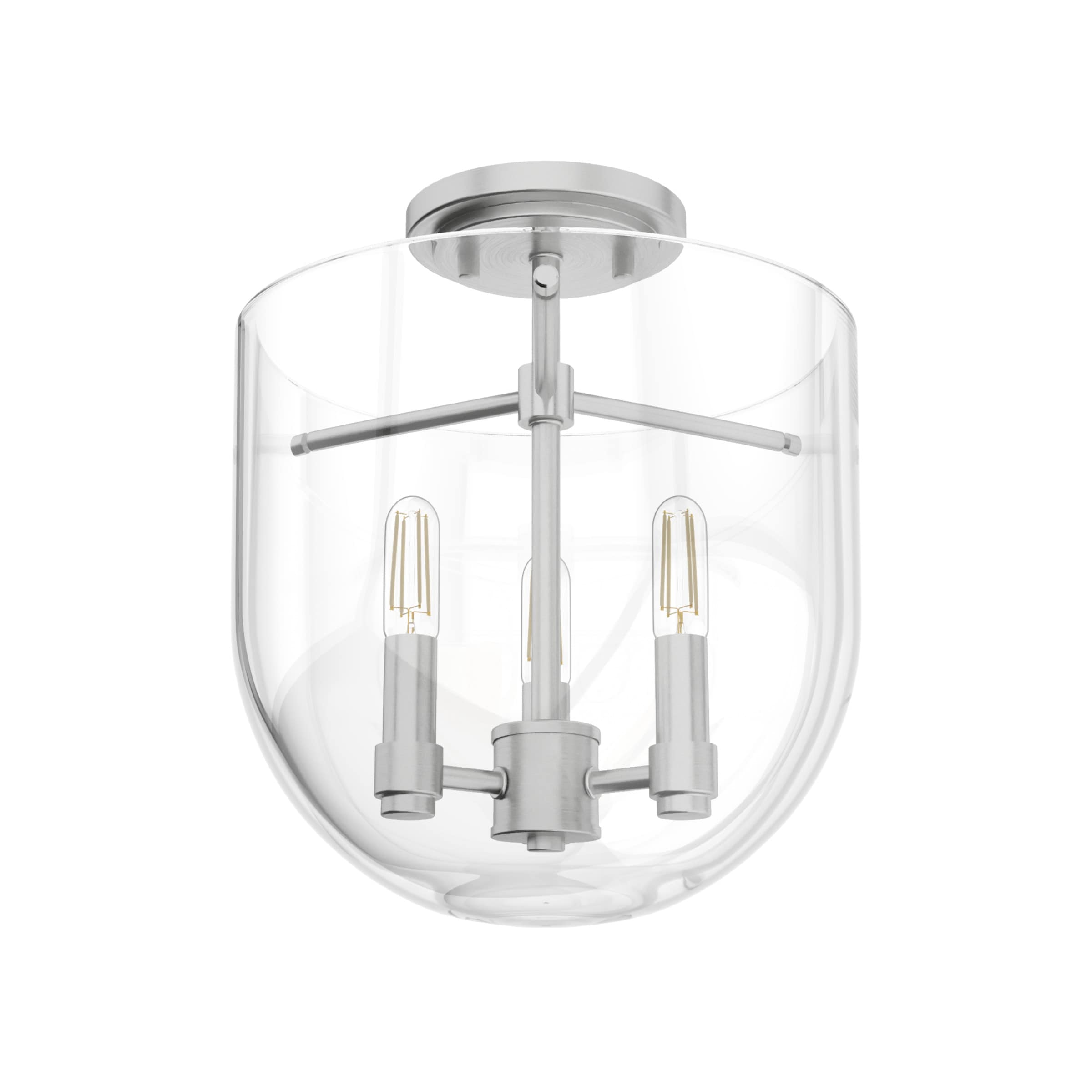 Hunter 19321 Sacha 3 -Light 11-in Brushed Nickel Semi Flush Mount Light