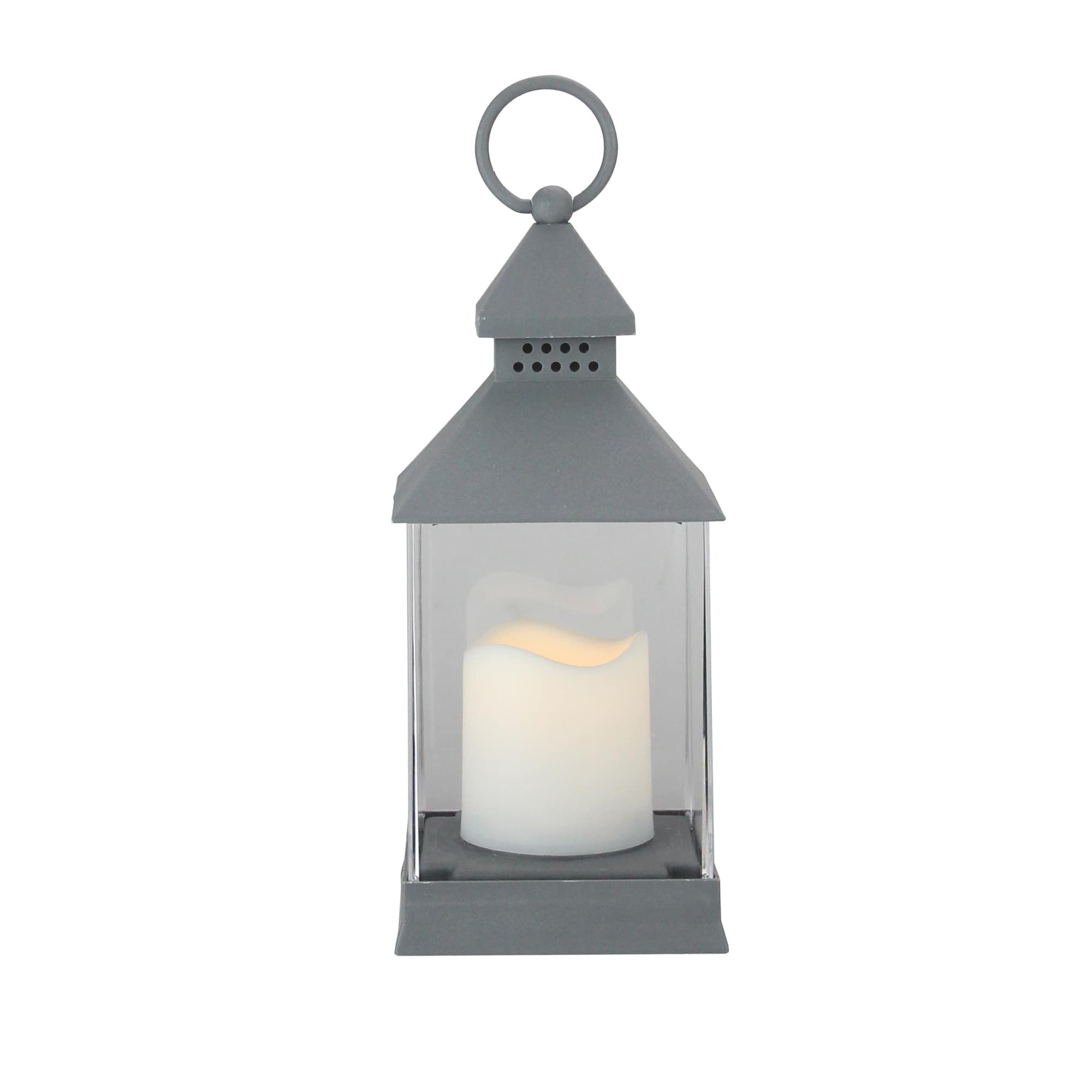 Northlight Candle Lantern with Flameless LED Candle Decor - 9.5 inch - Gray