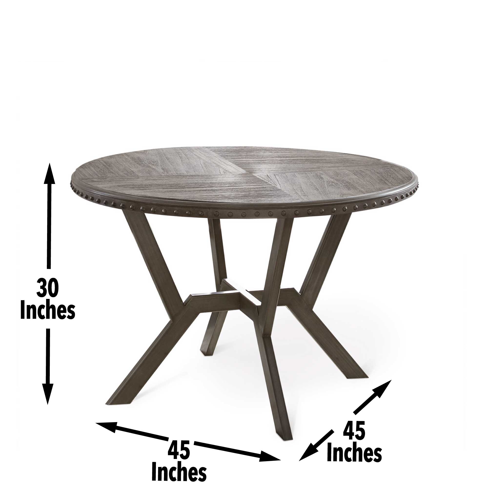 Modern Transitional 45" Round Wood Dining Table in Gray