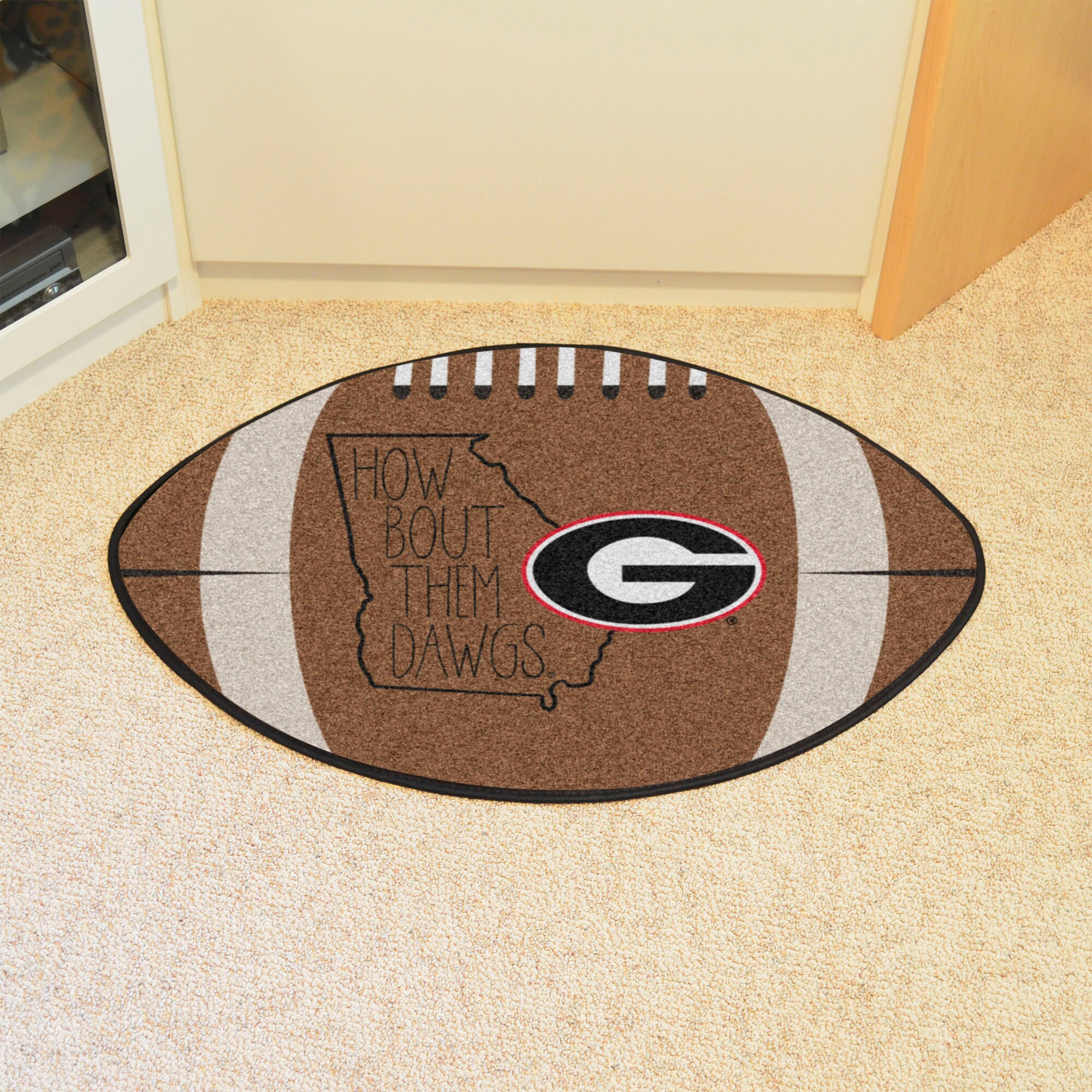FANMATS 21106 Georgia Bulldogs 2-ft x 3-ft Brown Nylon Oval Indoor Decorative Sports Door Mat