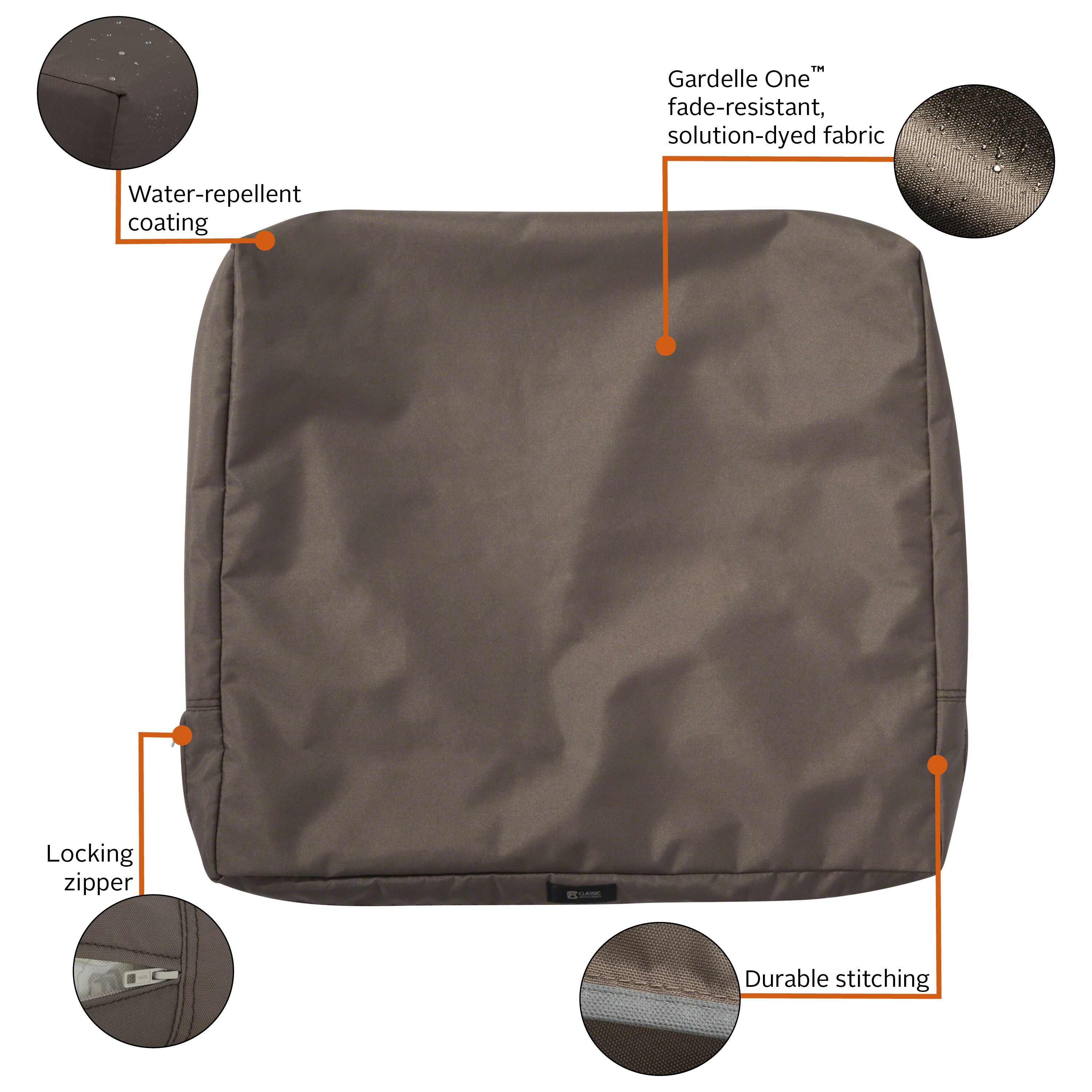 Classic Accessories Ravenna Dark Taupe Patio Cushion Cover in the Patio ...