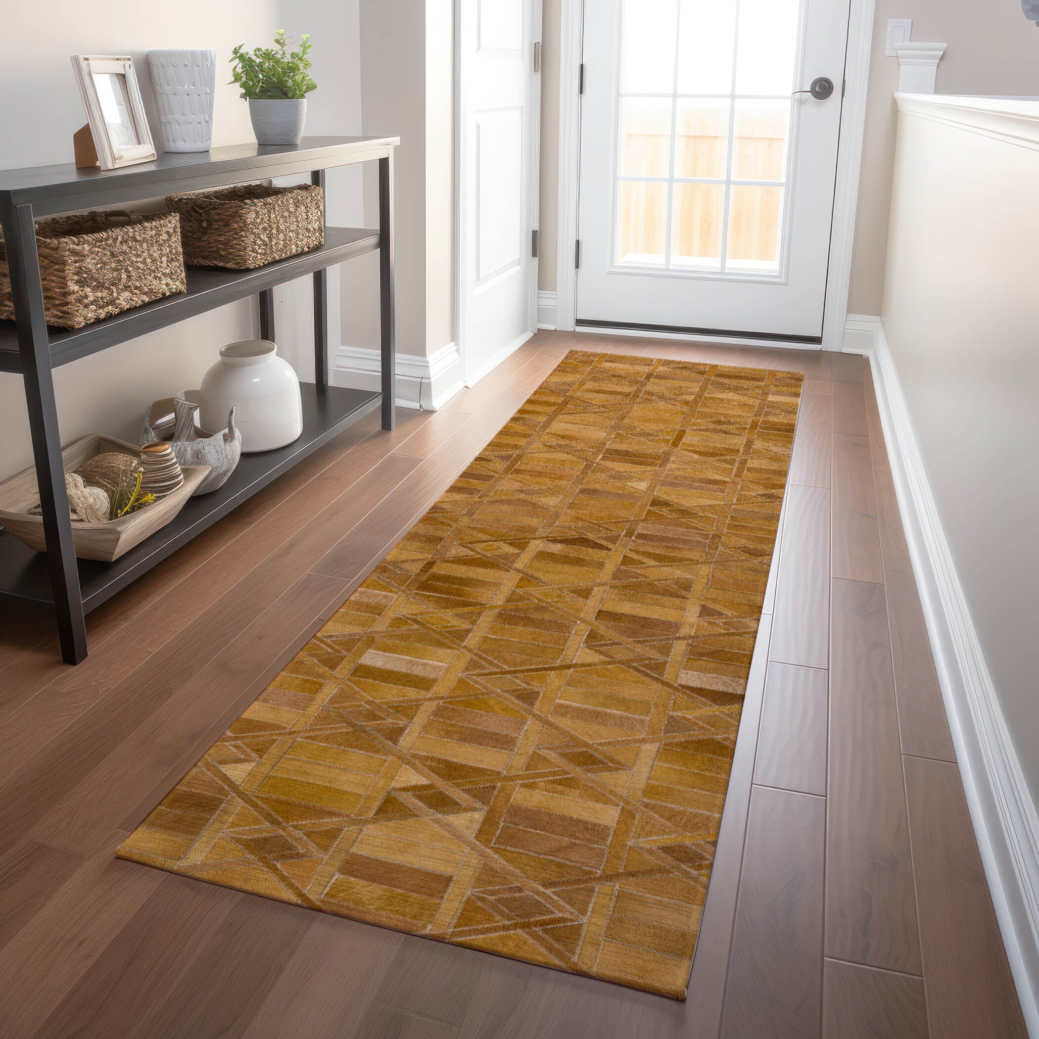 Addison Rugs AMF99BR2X8 Mayfield AMF99BR 2 x 7 (ft) Loomed Polyester Brown Rectangular Indoor Abstract Machine washable Runner rug