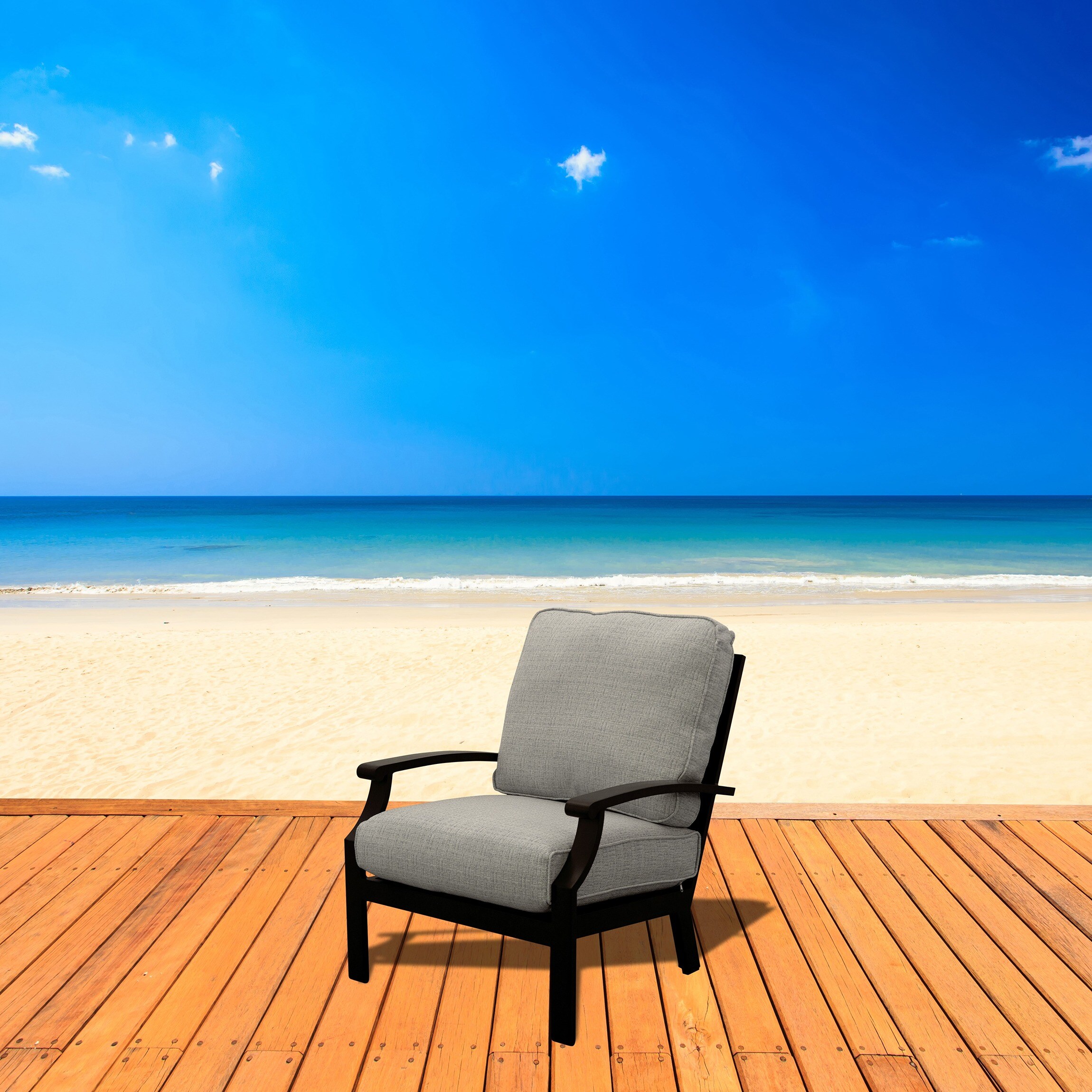 Courtyard Casual 5318 Madison - Autumn Rust Autumn Rust Aluminum Frame Stationary Conversation Chair with Beige Cushioned Seat