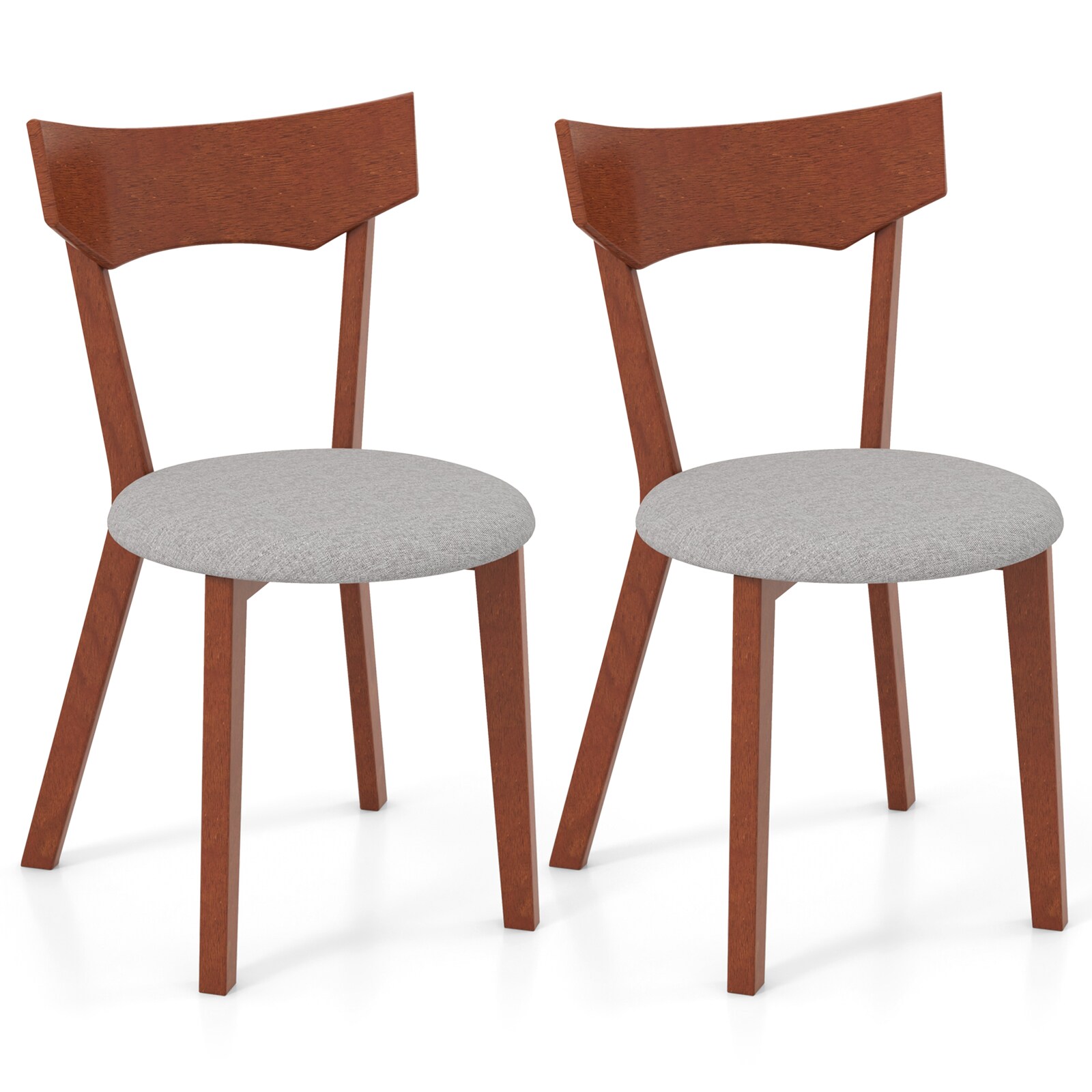 Slickblue D-CO-70175CK Set of 2 Gray Upholstered Dining Chairs Curved Back Style Armless Type for Kitchen or Casual Seating (Wood Frame)