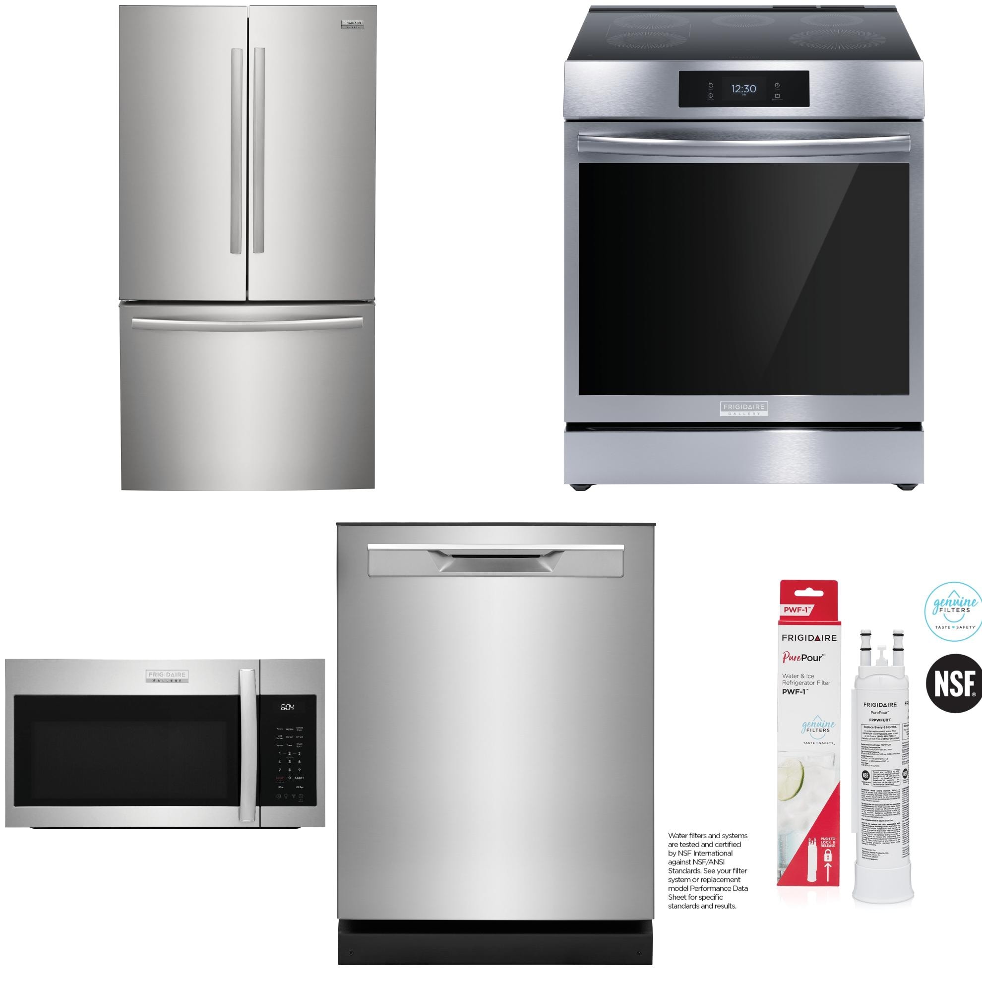 Frigidaire   23.3-cu ft Counter-Depth Internal Dispenser French Door Refrigerator & Air Fry Induction Range Suite in Fingerprint Resistant Stainless Steel