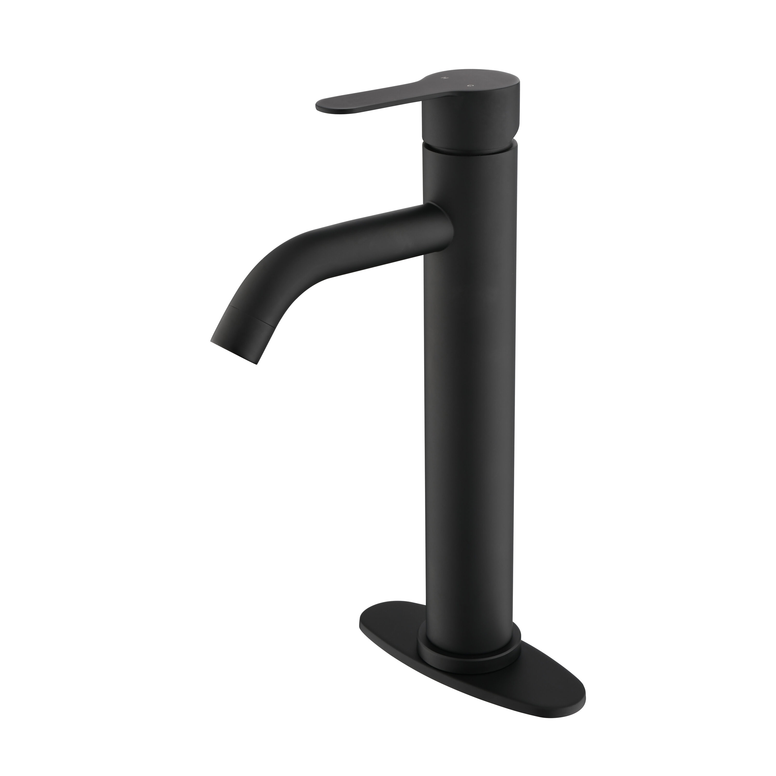 Damerin MSA18 Matte Black Single hole 1-handle High-arc Residential Handle Bathroom Sink Faucet