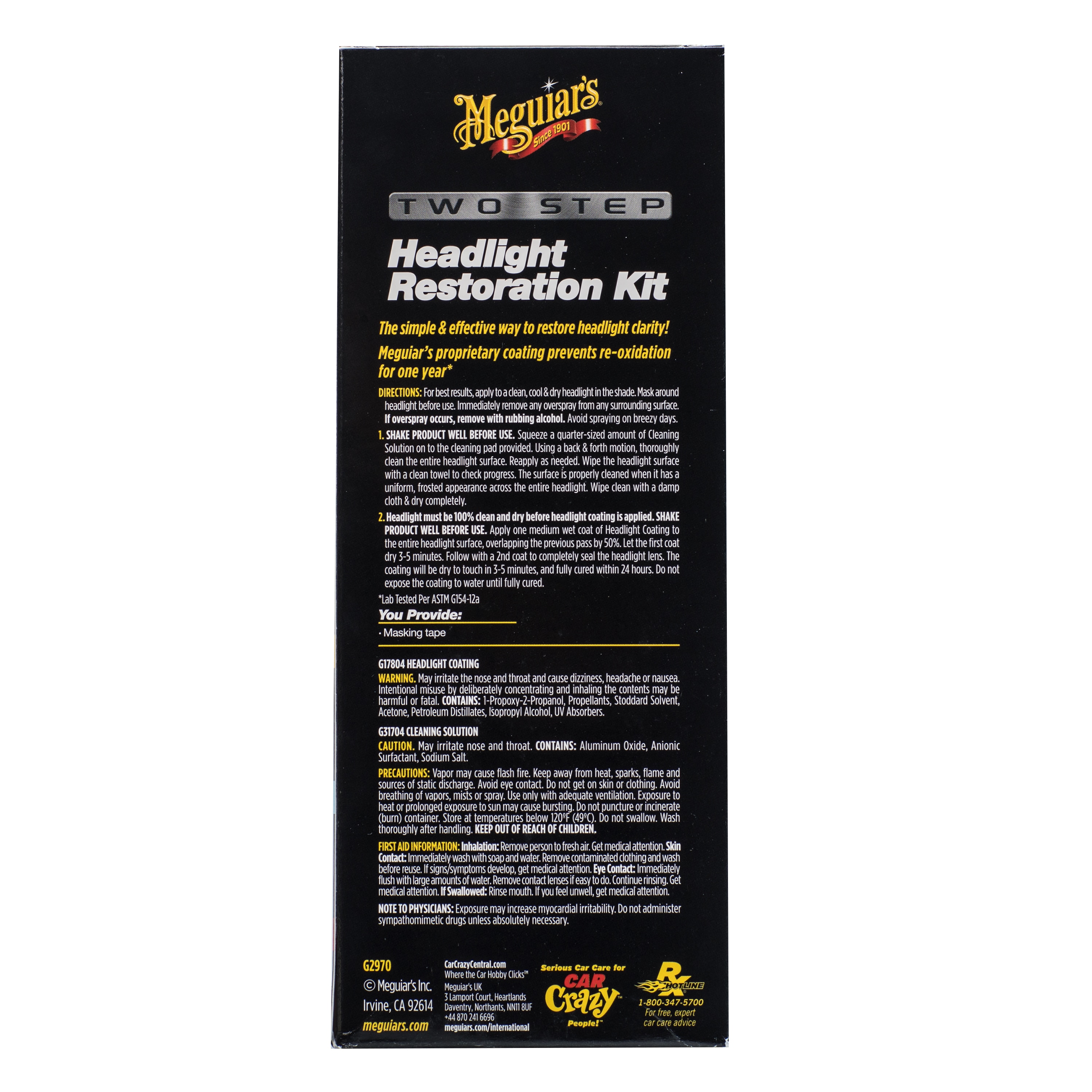Meguiar's Two Step Headlight Restorer Kit  Headlight restoration kit,  Headlight restoration, Headlights
