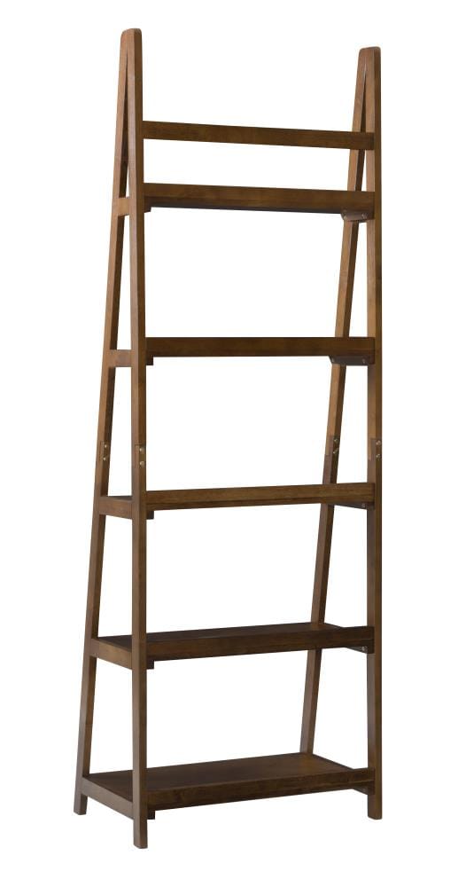 Linon Charlotte Walnut Wood 5-shelf Ladder Bookcase (24.75-in W X 72-in 