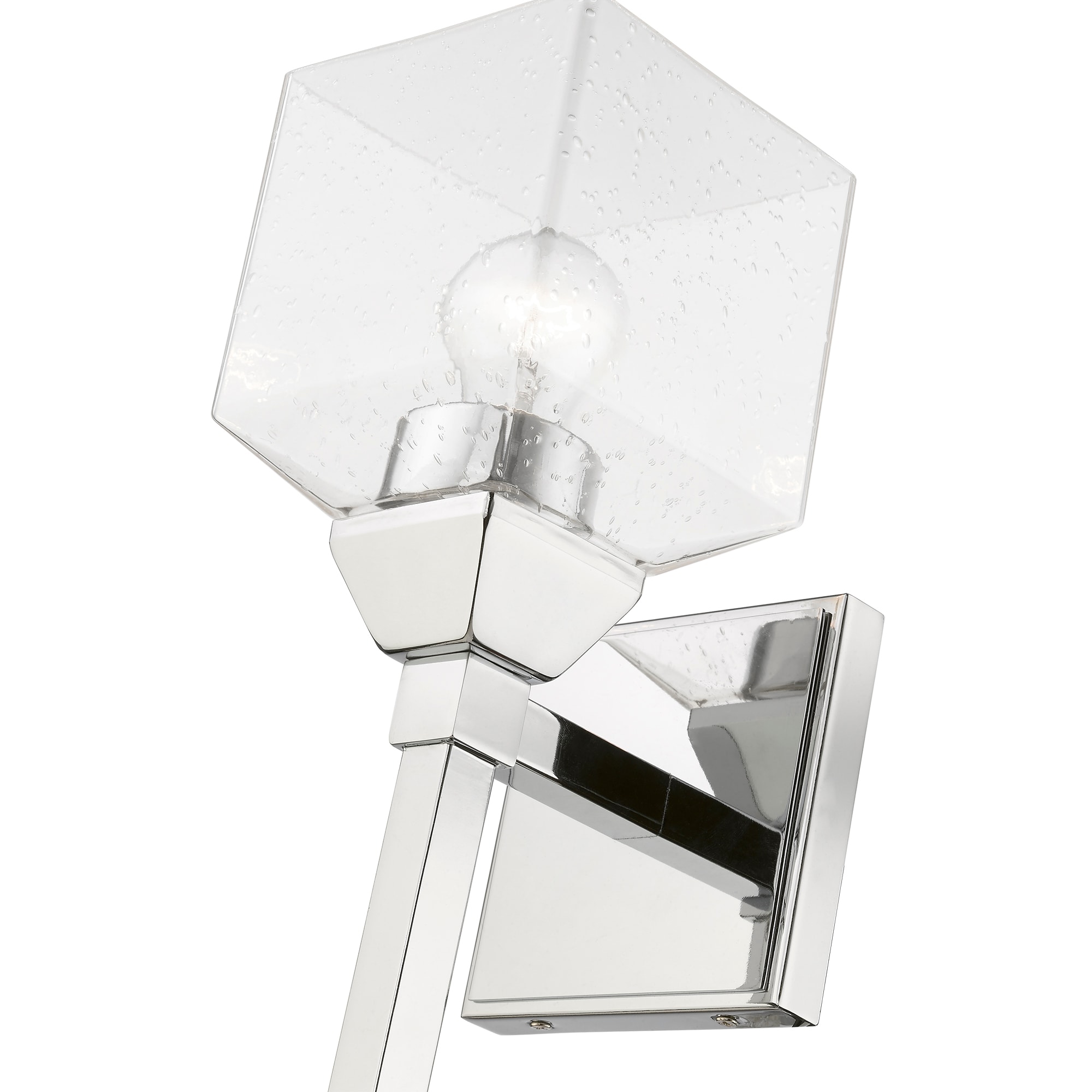 Polished Chrome Vanity Sconce with Clear Seeded Glass Shade