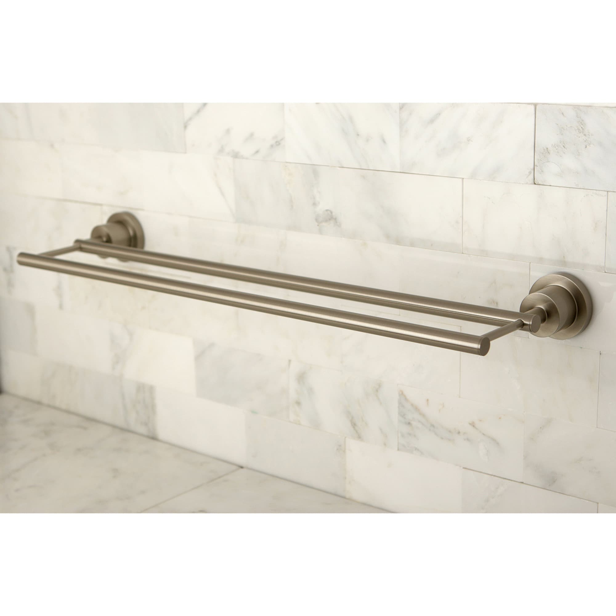 Kingston Brass WL82138 Laurel 24-in Brushed nickel Wall mount Double Towel Bar