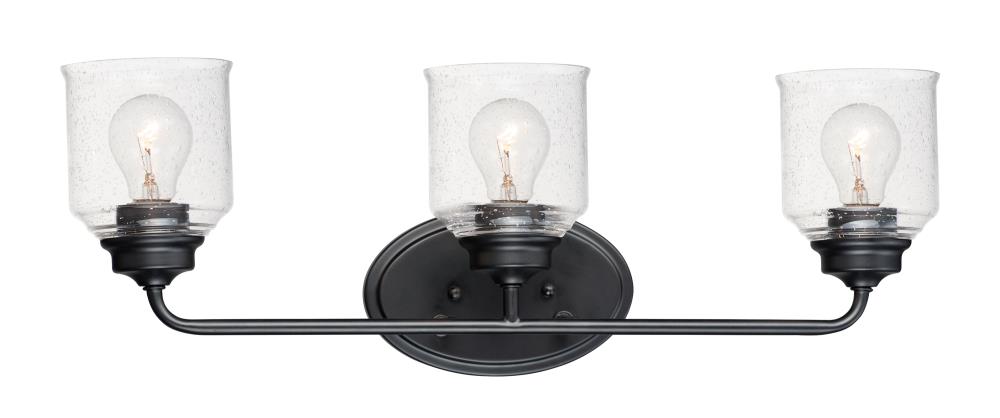 Maxim Lighting Acadia 25 in 3 Light Matte Black Transitional Vanity Light 12263CDBK at Lowes