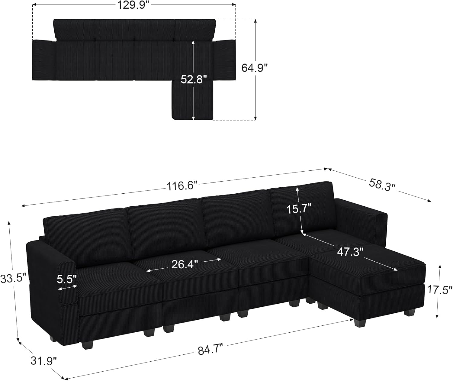 Belffin BF196-4-A4BC-BLACK futons - View #2