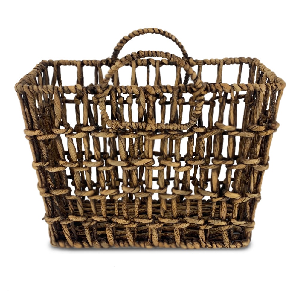 15-in W x 11.5-in H x 7-in D Brown Washed Water Hyacinth Basket in Bronze | - allen + roth 13070025