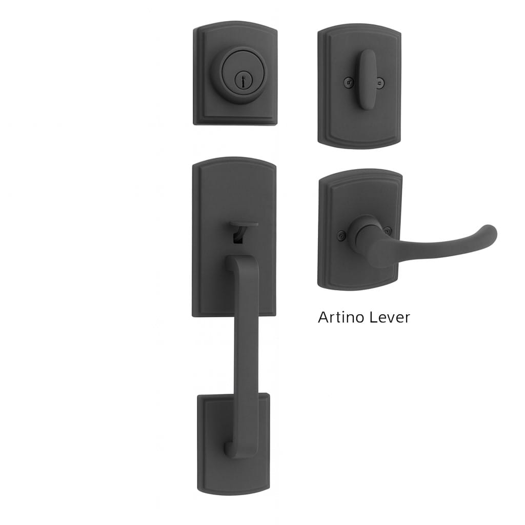 Delaney Hardware 374004AR Visconti Black Exterior Single-Cylinder Deadbolt and Entry Door Handleset