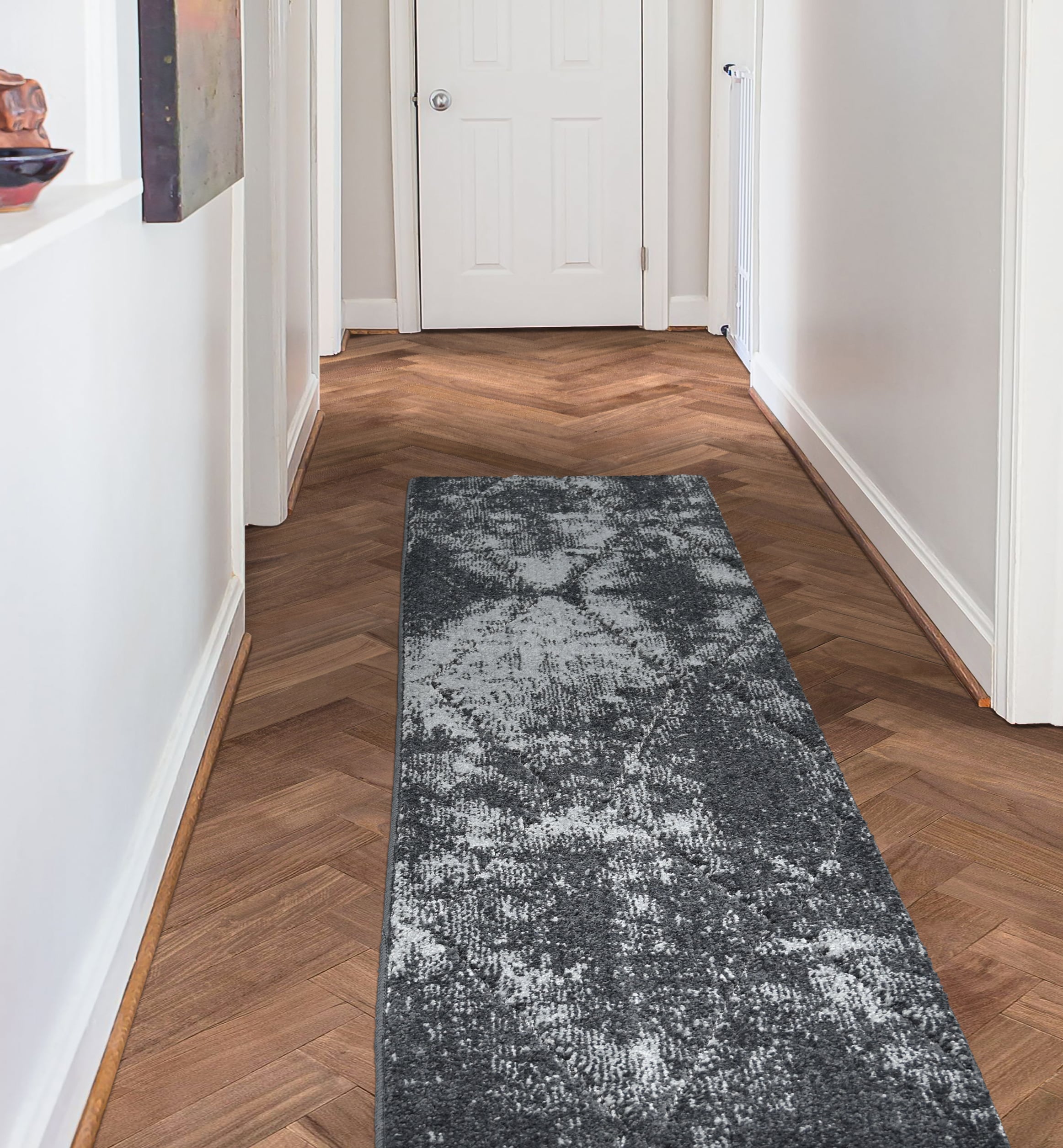 Garland Rug KOT00N024084M9 Kota 2 x 7 (ft) Tufted Polypropylene Cinder Gray/Silver Rectangular Indoor Abstract Mid-Century Modern Runner rug